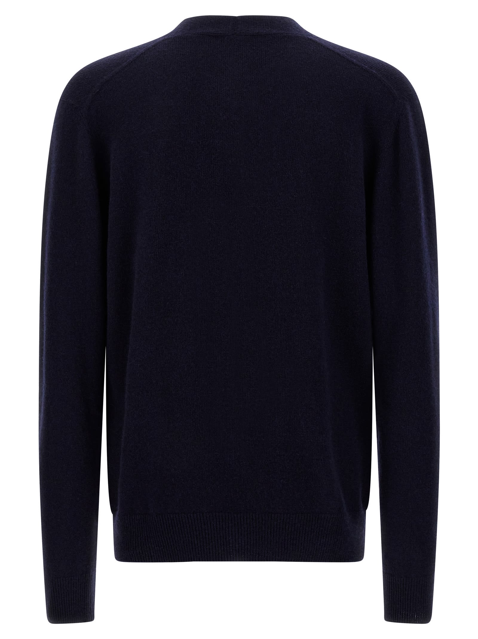 Balmain V-neck Blazer With Ribbed Cuffs And Hem In Blue