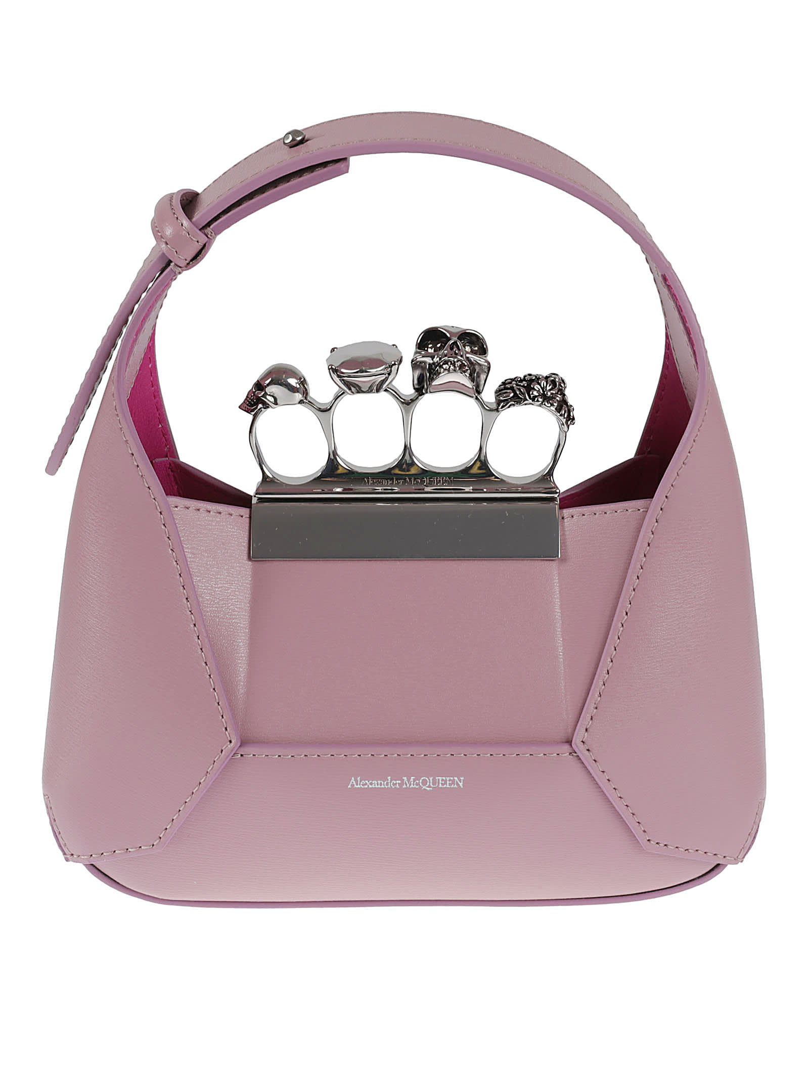 Alexander Mcqueen Jeweled Mini Leather Tote In White