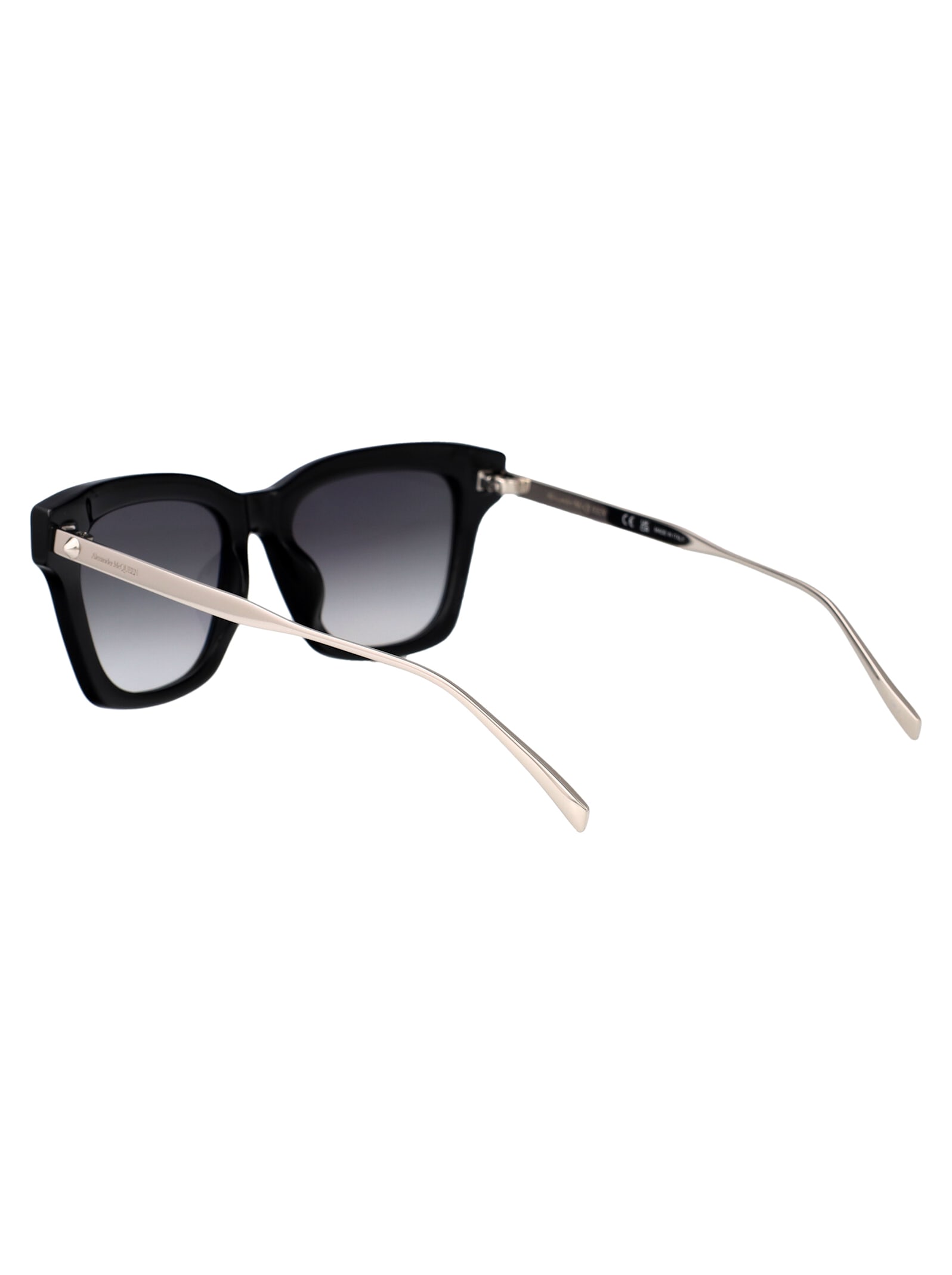 Alexander Mcqueen Square-frame Sunglasses In Black-silver-grey