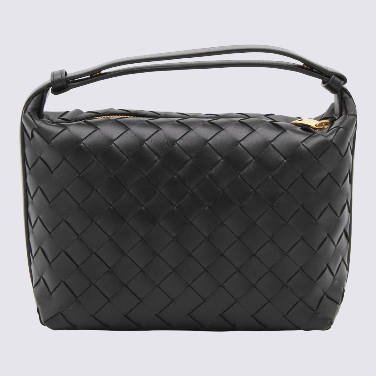 Bottega Veneta Black Leather Wallace Shoulder Bag In Black