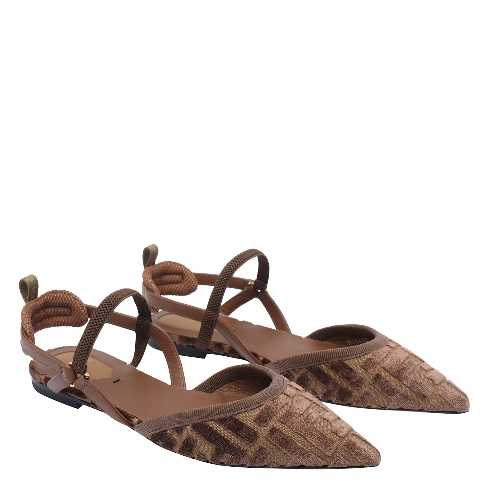 Fendi Women 'colibrì Lite' Brown Flat Slingback With All-over Ff Motif In Cotton Woman In Brown