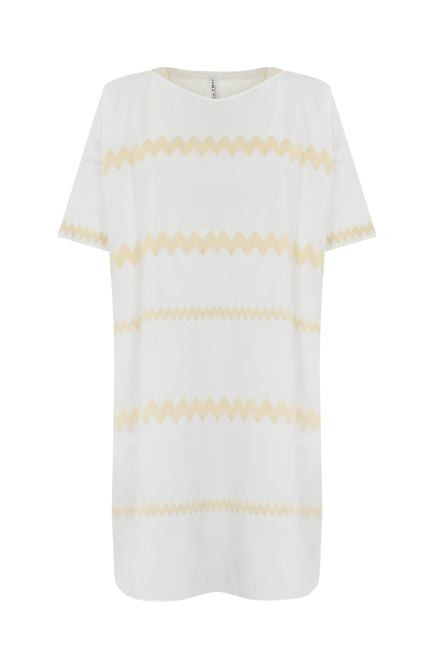 Dress With Zig Zag Embroidery In Cotton