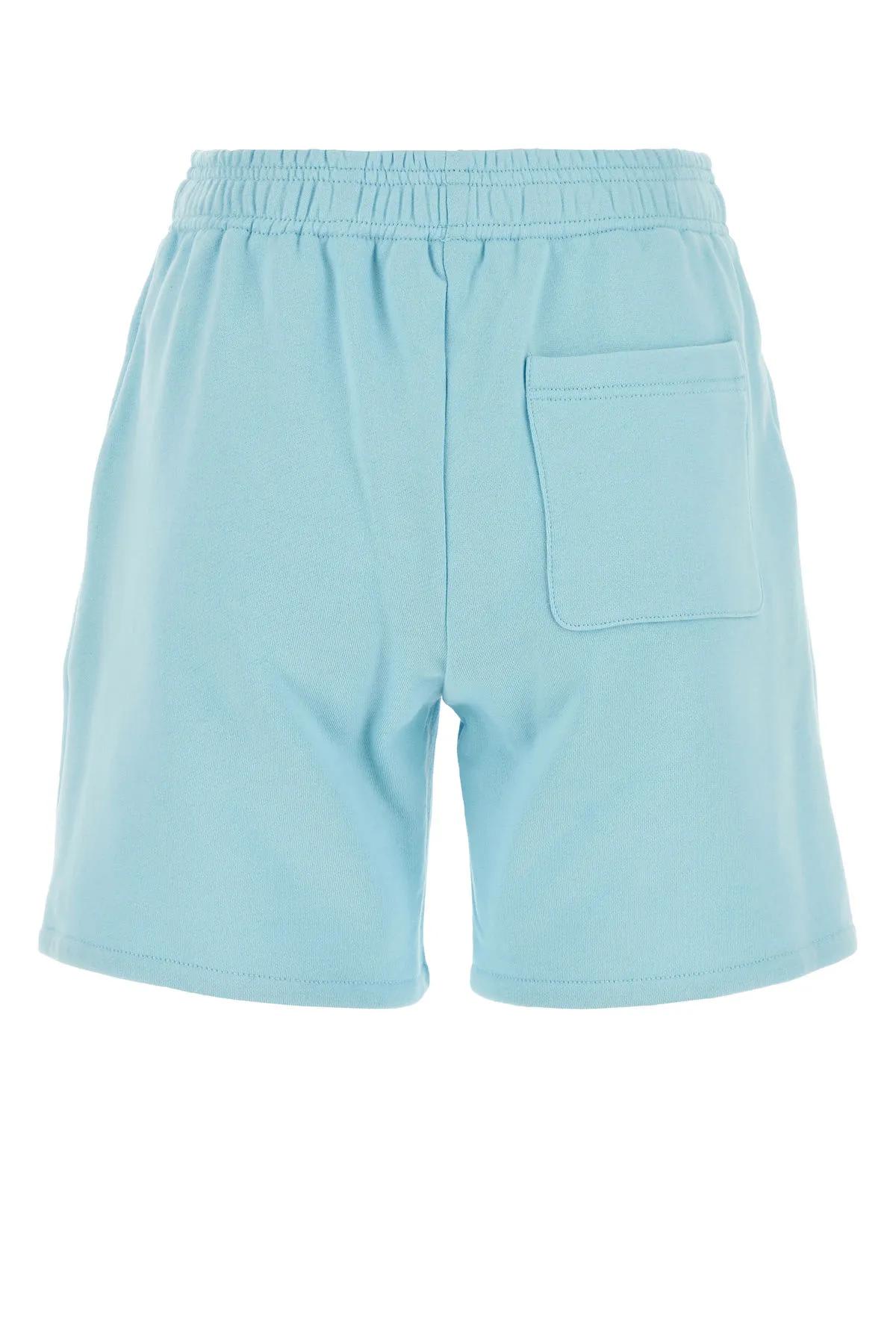 Shop Versace Light-blue Cotton Shorts
