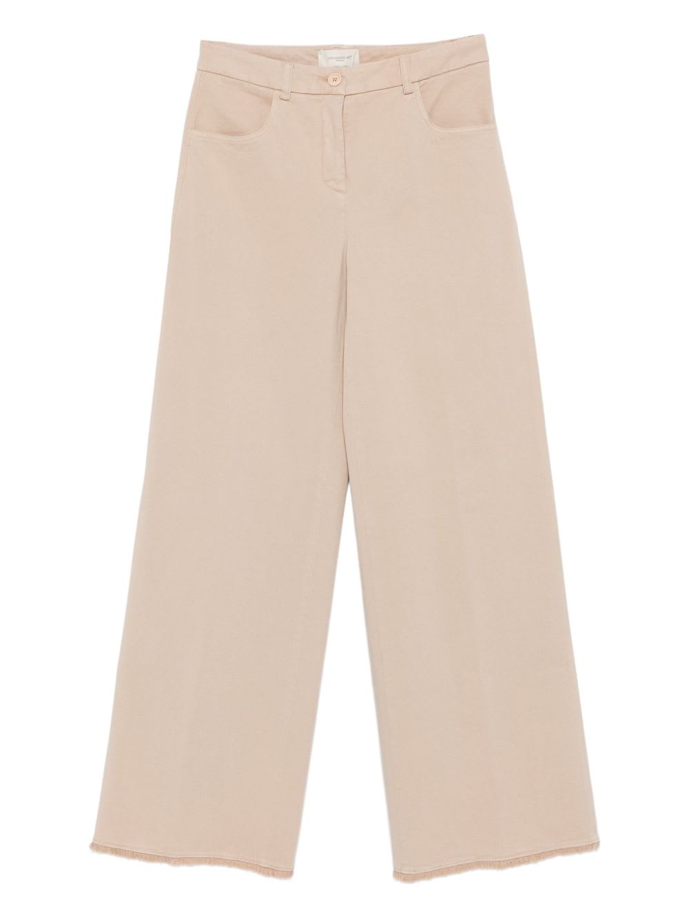 Via Masini 80 Cotton Wide-leg Trousers In Brown