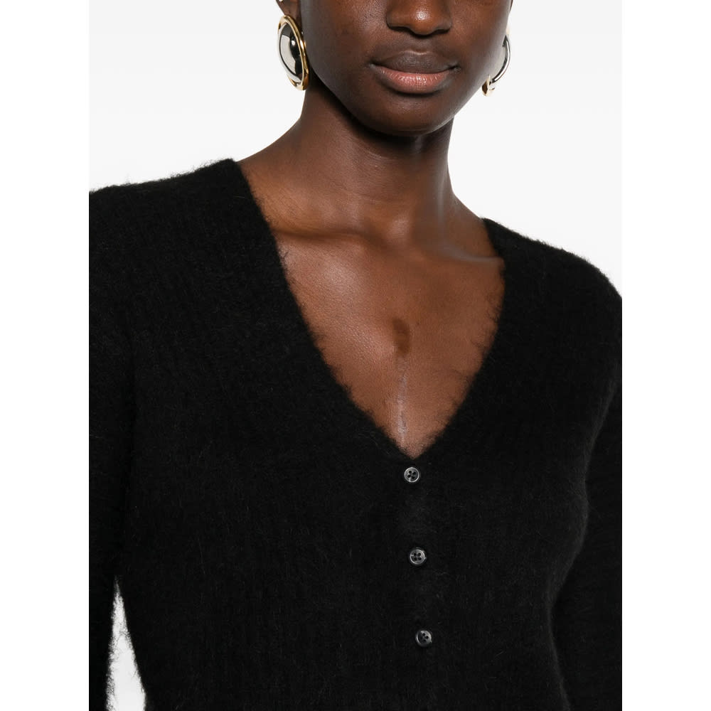 Calvin Klein Long-sleeved Knitted Cardigan In Black