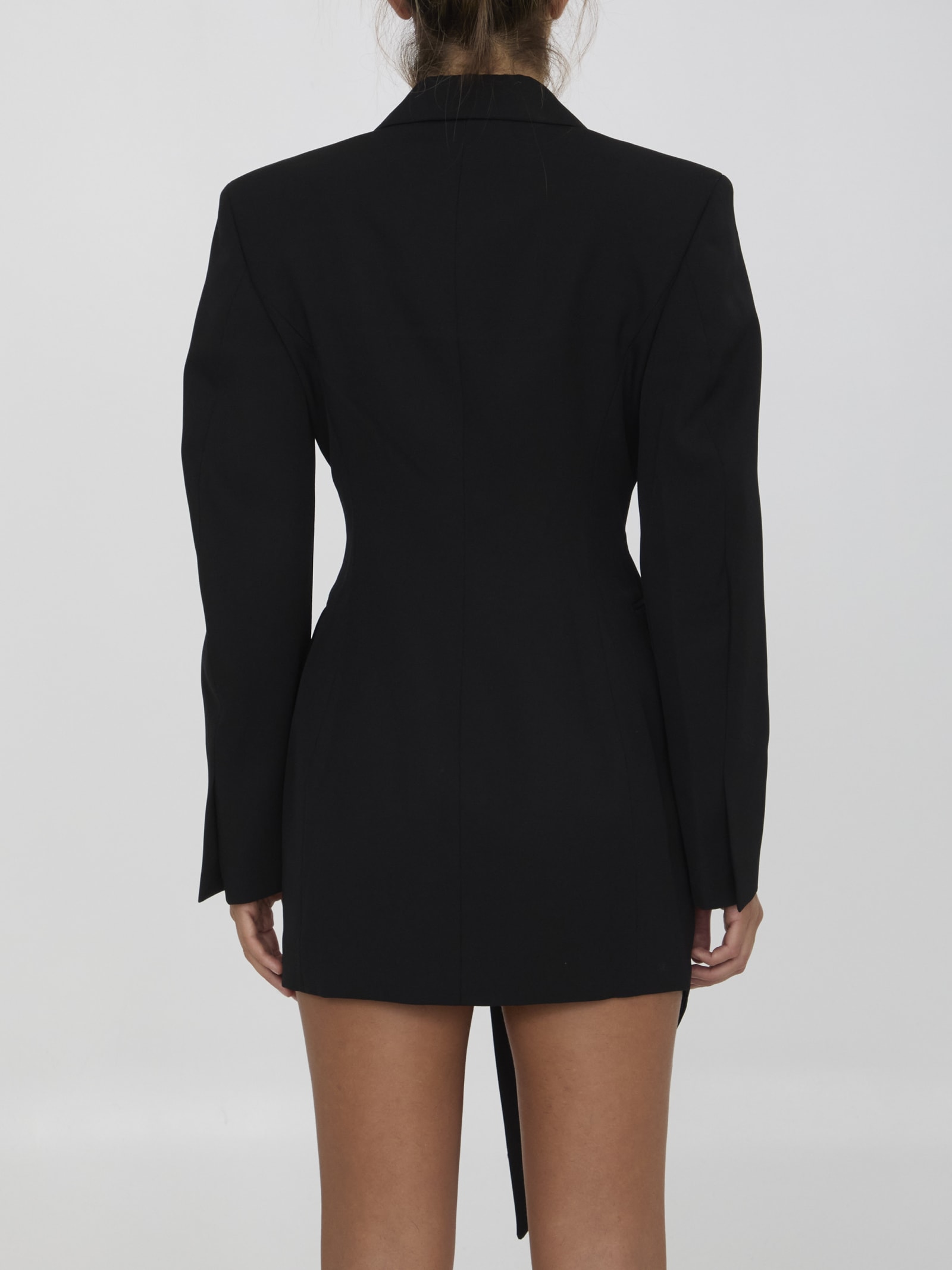 Shop Alexander Wang Asymmetric Minidress Blazer In Wool In Black