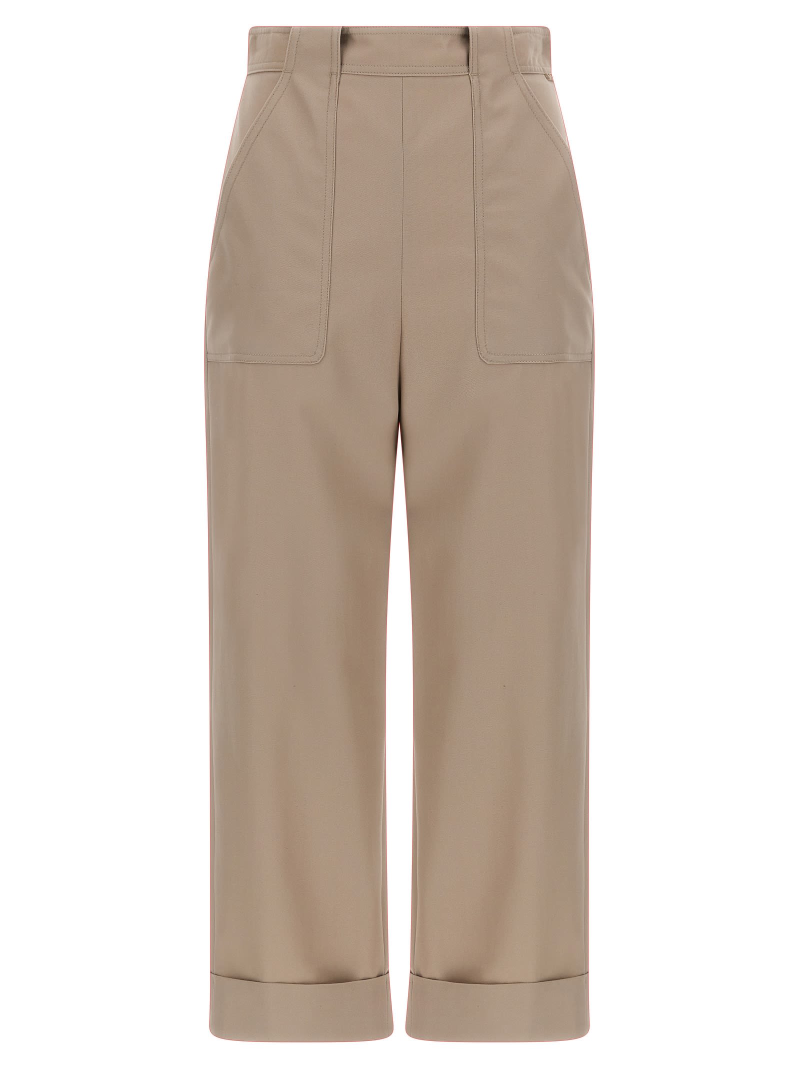 Max Mara Relaxed Fit High-waisted Sand Trousers In Beige