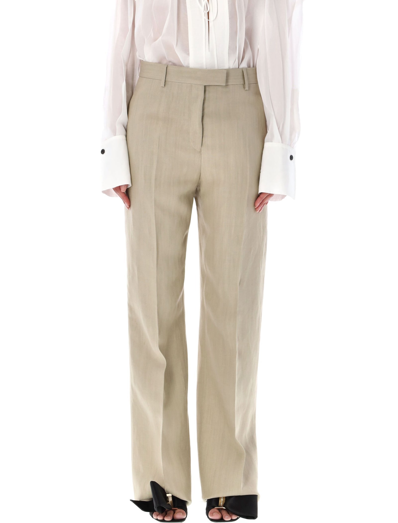 Linen Blend Tailored Trousers