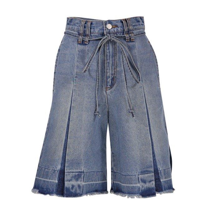 Andersson Bell Straight Leg Belted Denim Shorts