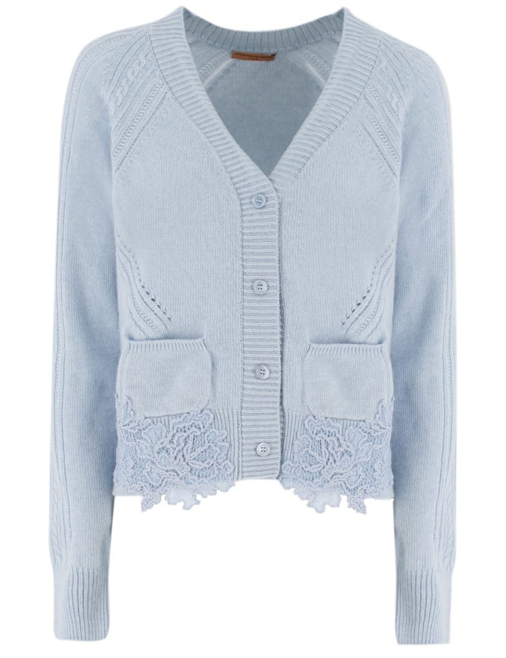 Shop Ermanno Scervino Cardigan In Blue Fog/celeste