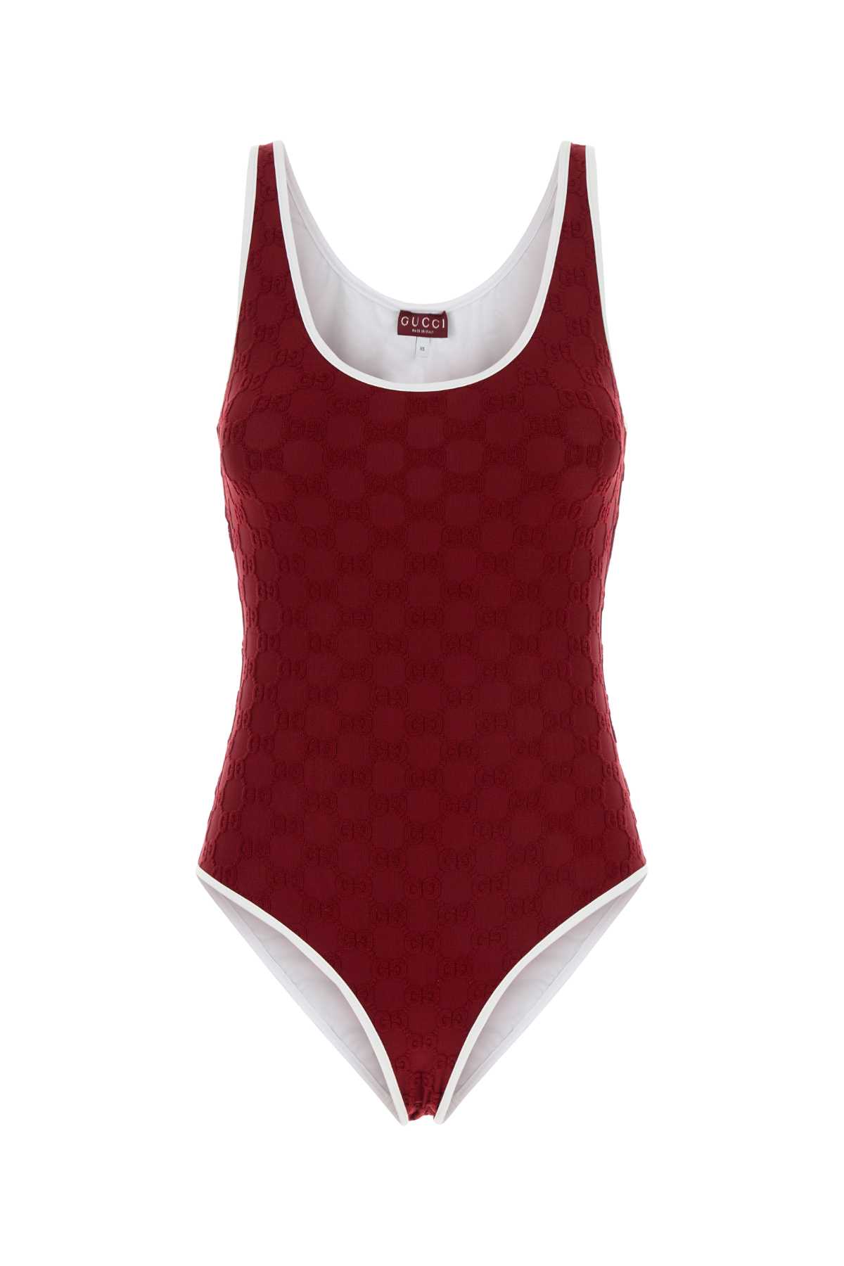 Gucci Burgundy Stretch Terry Fabric Swimsuit