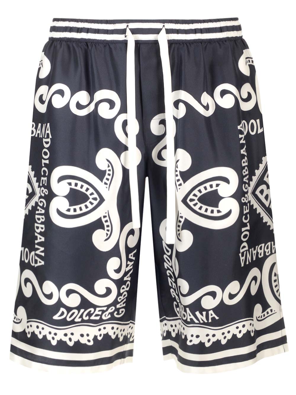 Dolce & Gabbana Marina Print Bermuda Shorts In Black/white