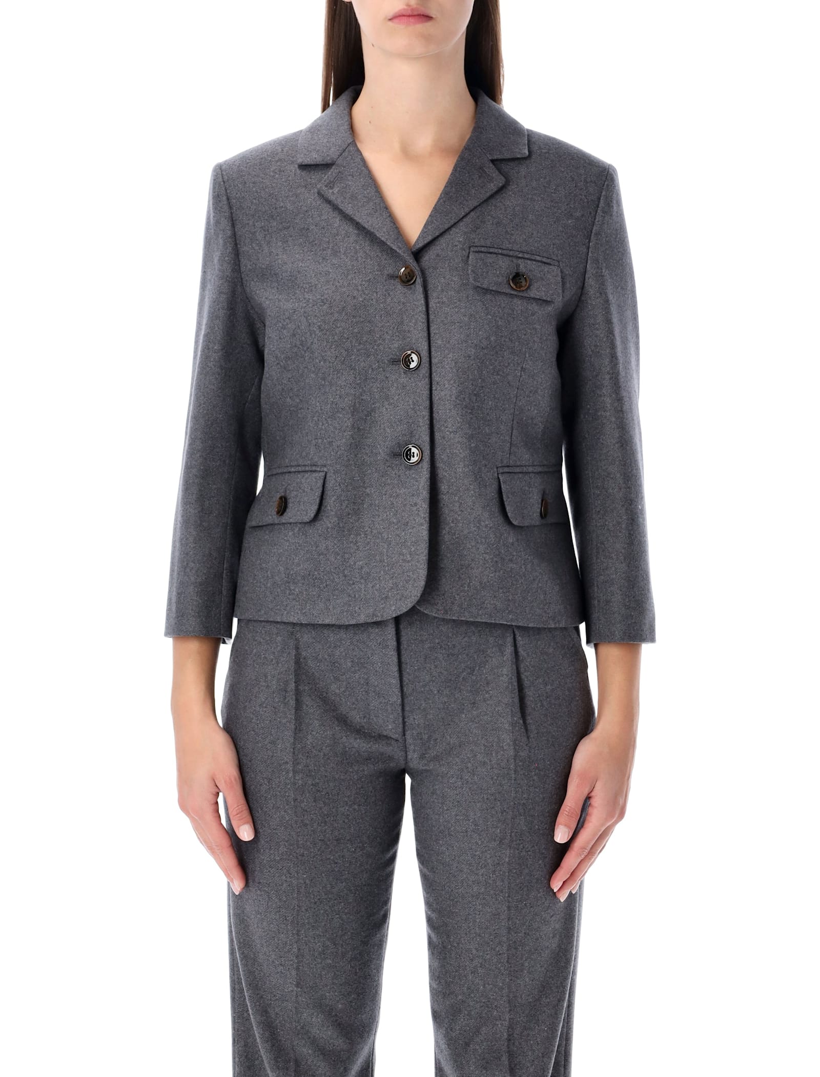 The Garment Mitch Fitted Jacket In Grey Melange Wool In Gray