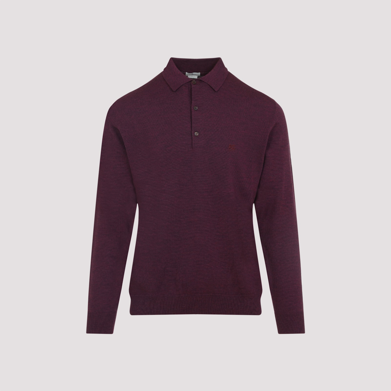 Etro Knitted Long-sleeved Polo Sweater In Purple