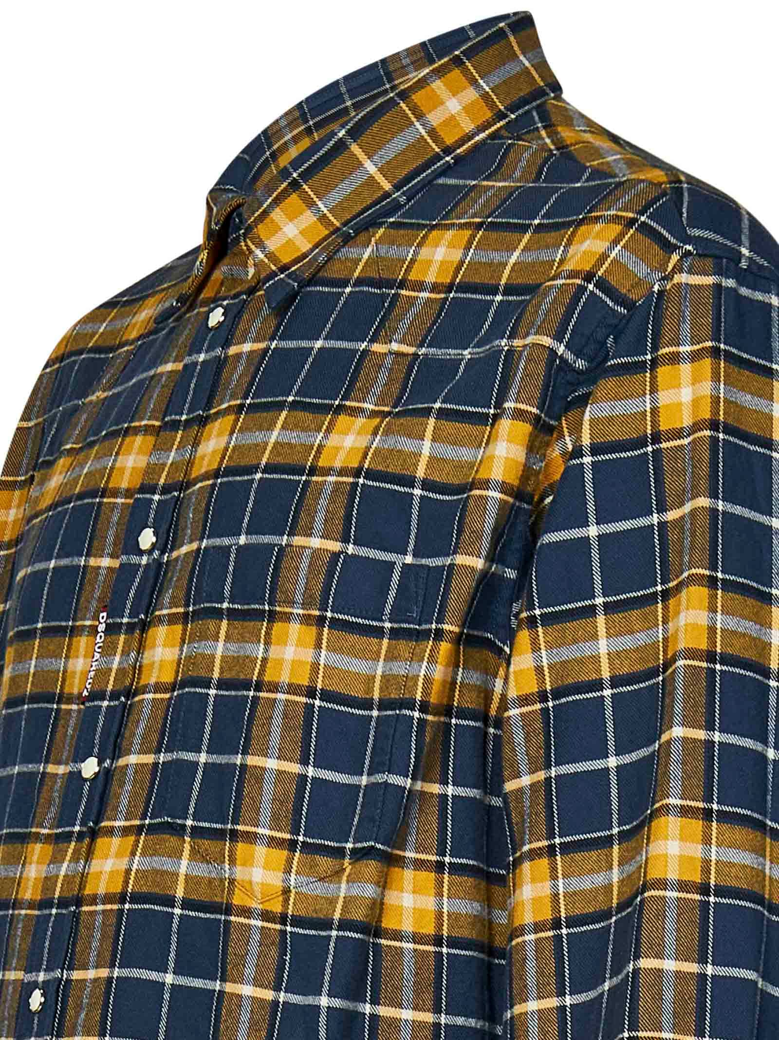 Shop Dsquared2 Canadian Check Flanel Shirt In Blue