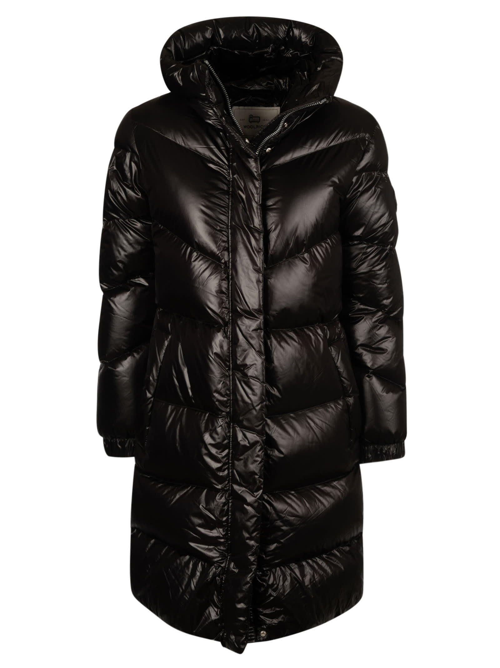 Shop Woolrich Wrap Padded Long Coat In Black