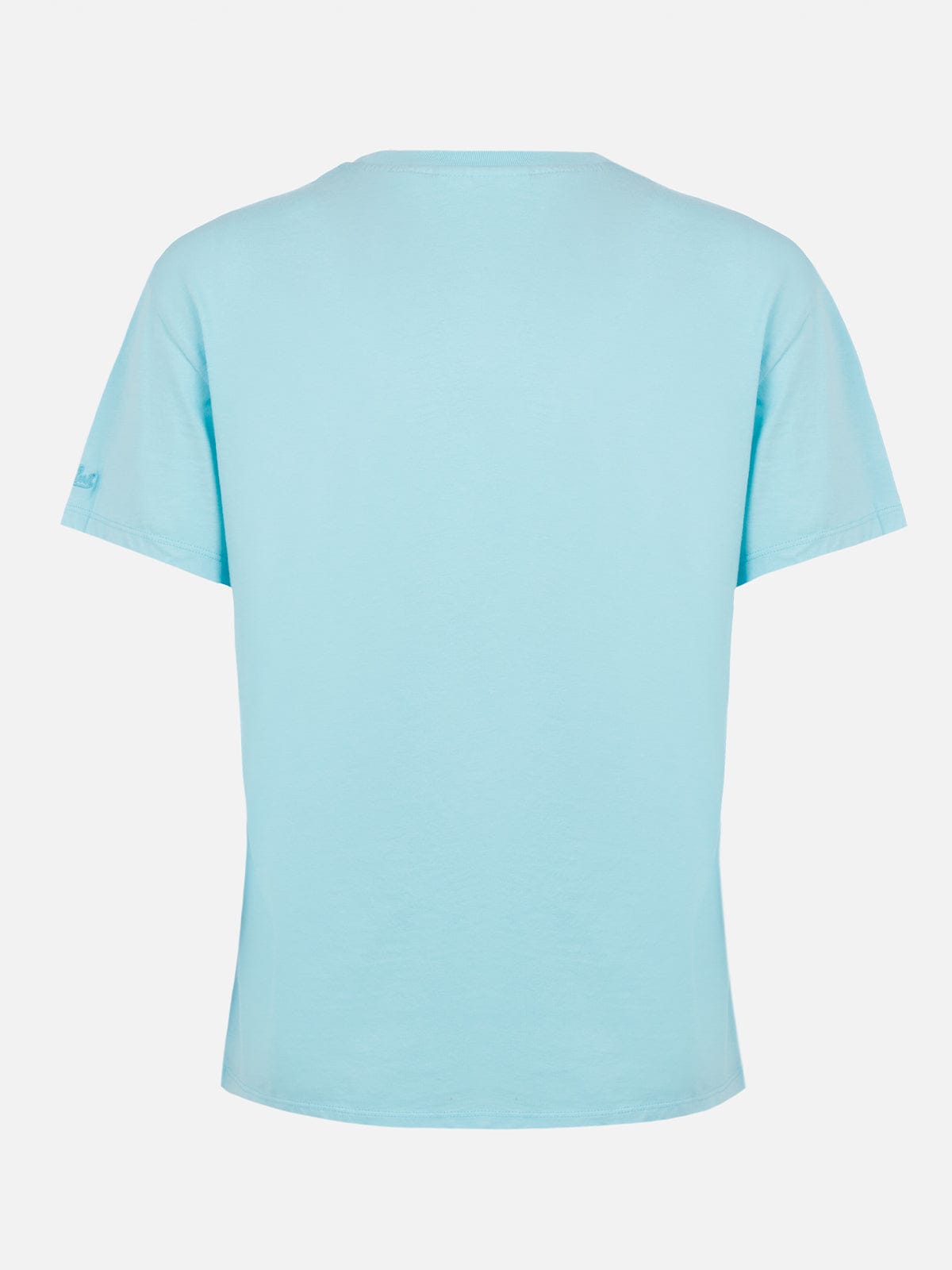 Mc2 Saint Barth Woman Cotton Jersey Crewneck T-shirt Emilie Joanna Luise Patch Pocket Made With Liberty Fabric In Green