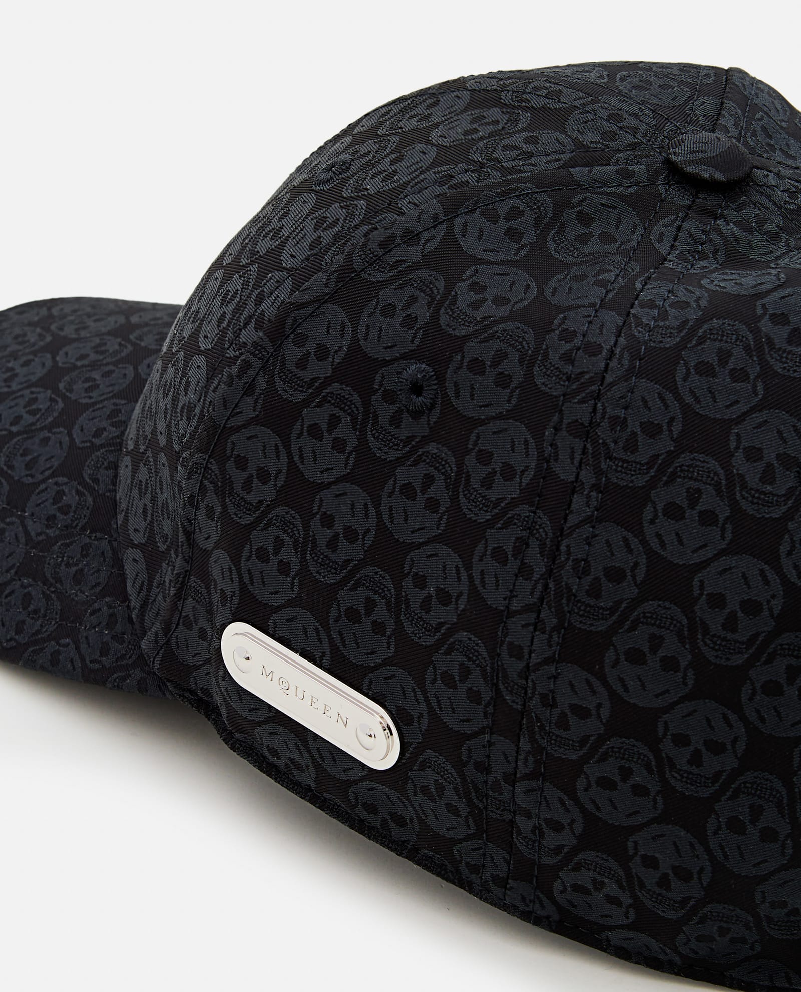Alexander Mcqueen Black Skull Repeat Baseball Cap In Black