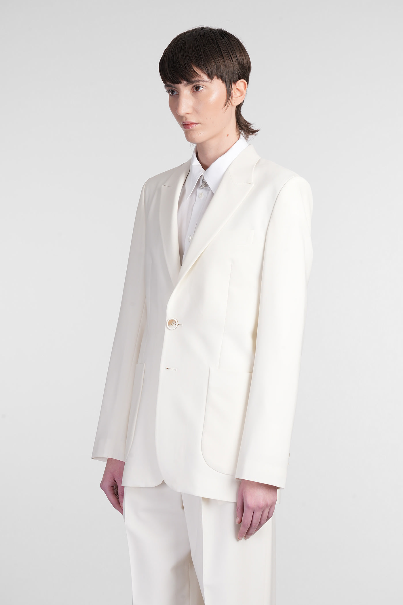 Marni Blazer In Beige Wool In White