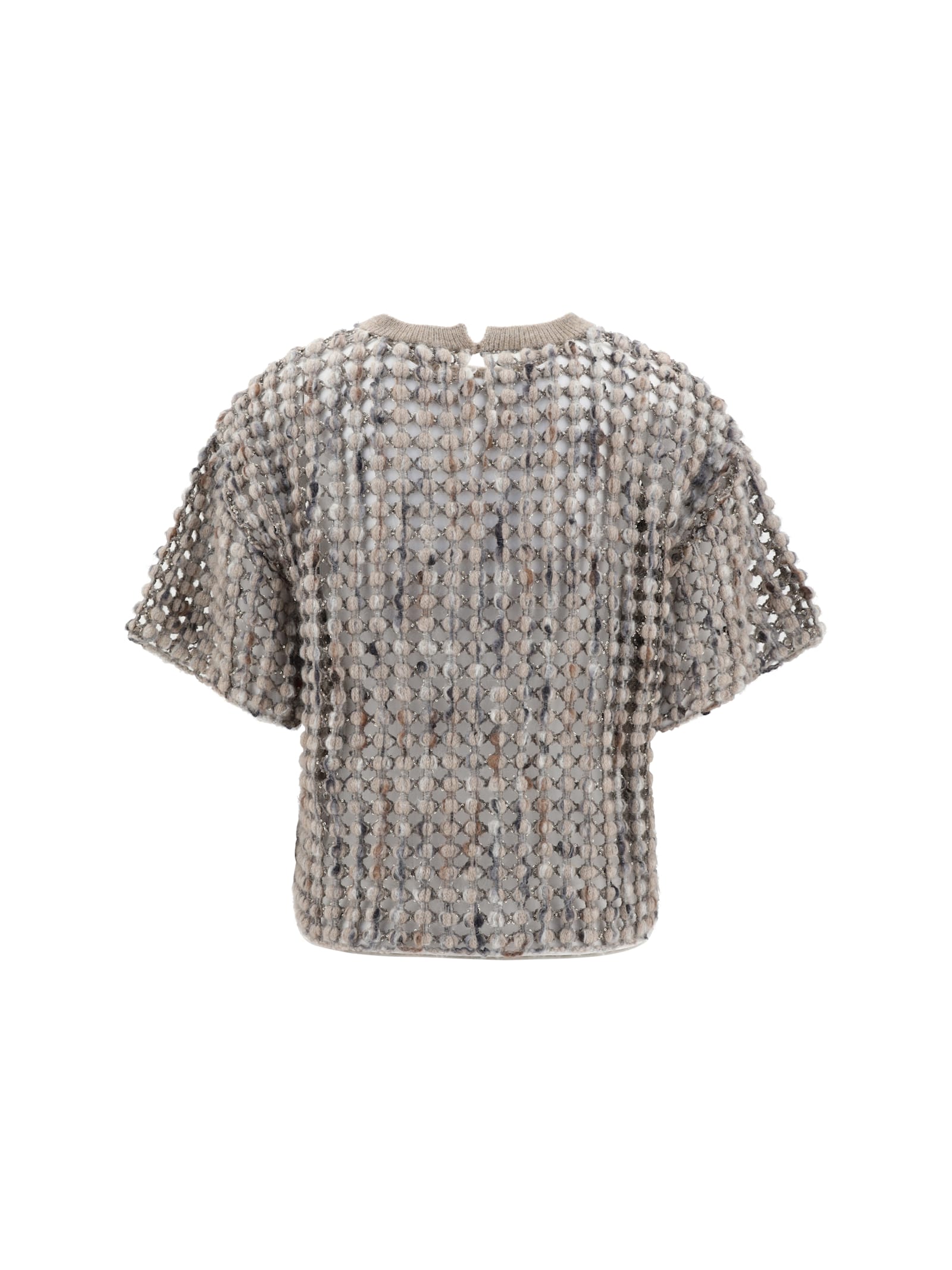 Brunello Cucinelli Sparkling Short Sleeve Knitwear In Gray
