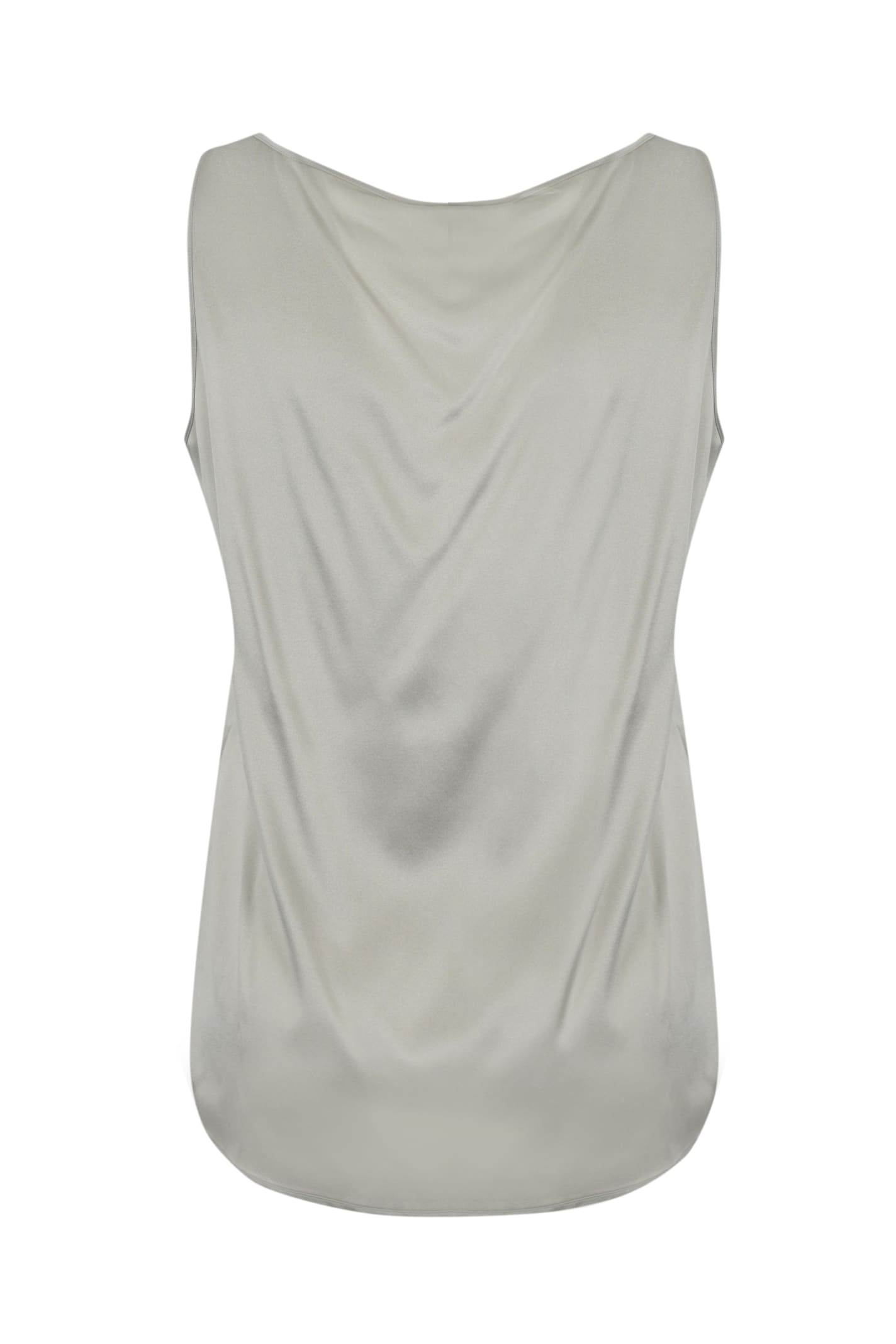 Max Mara Pan Tank Top In Silk Satin In Nebbia