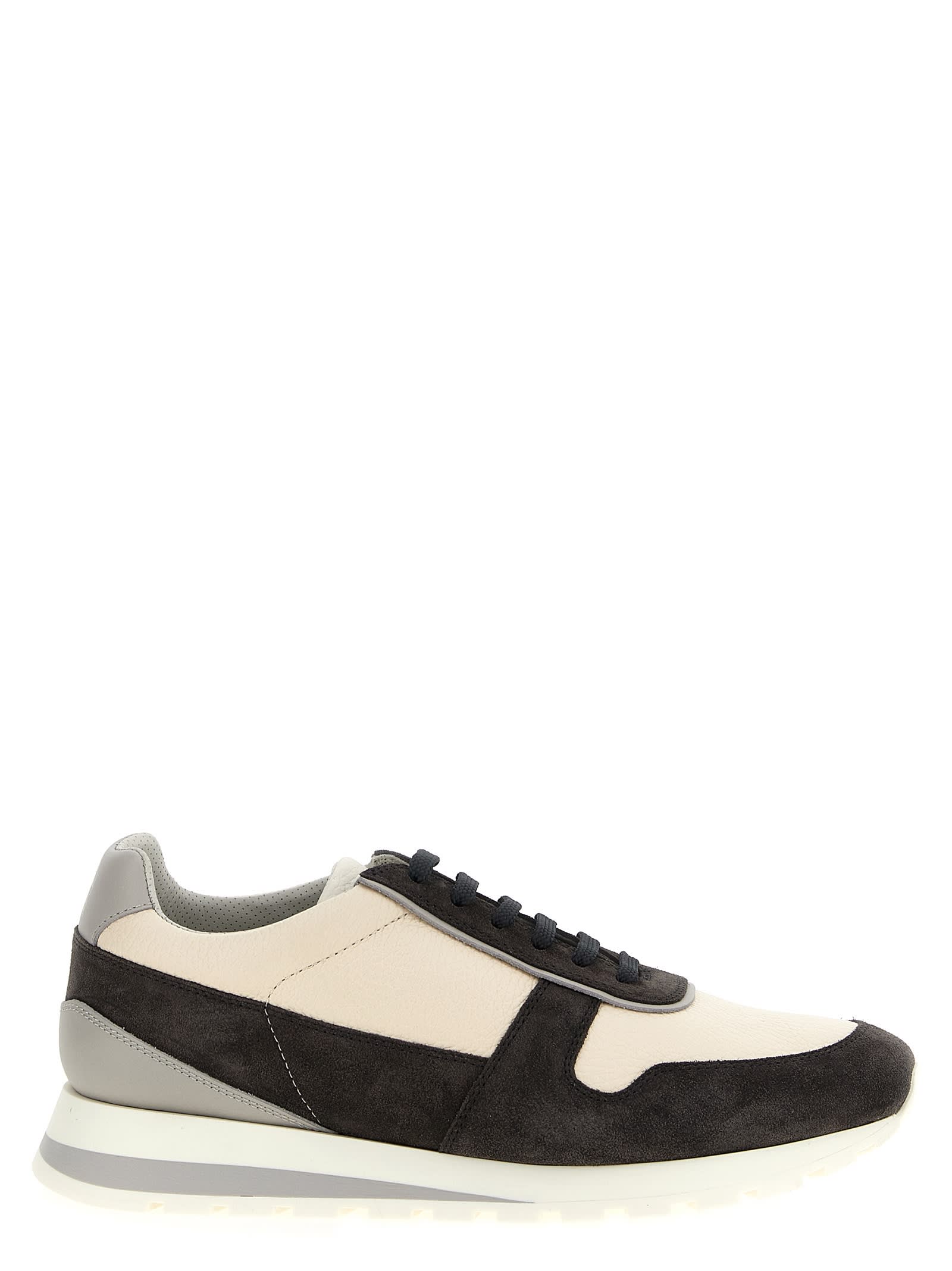 Brunello Cucinelli Men Leather Suede Sneakers In Multi