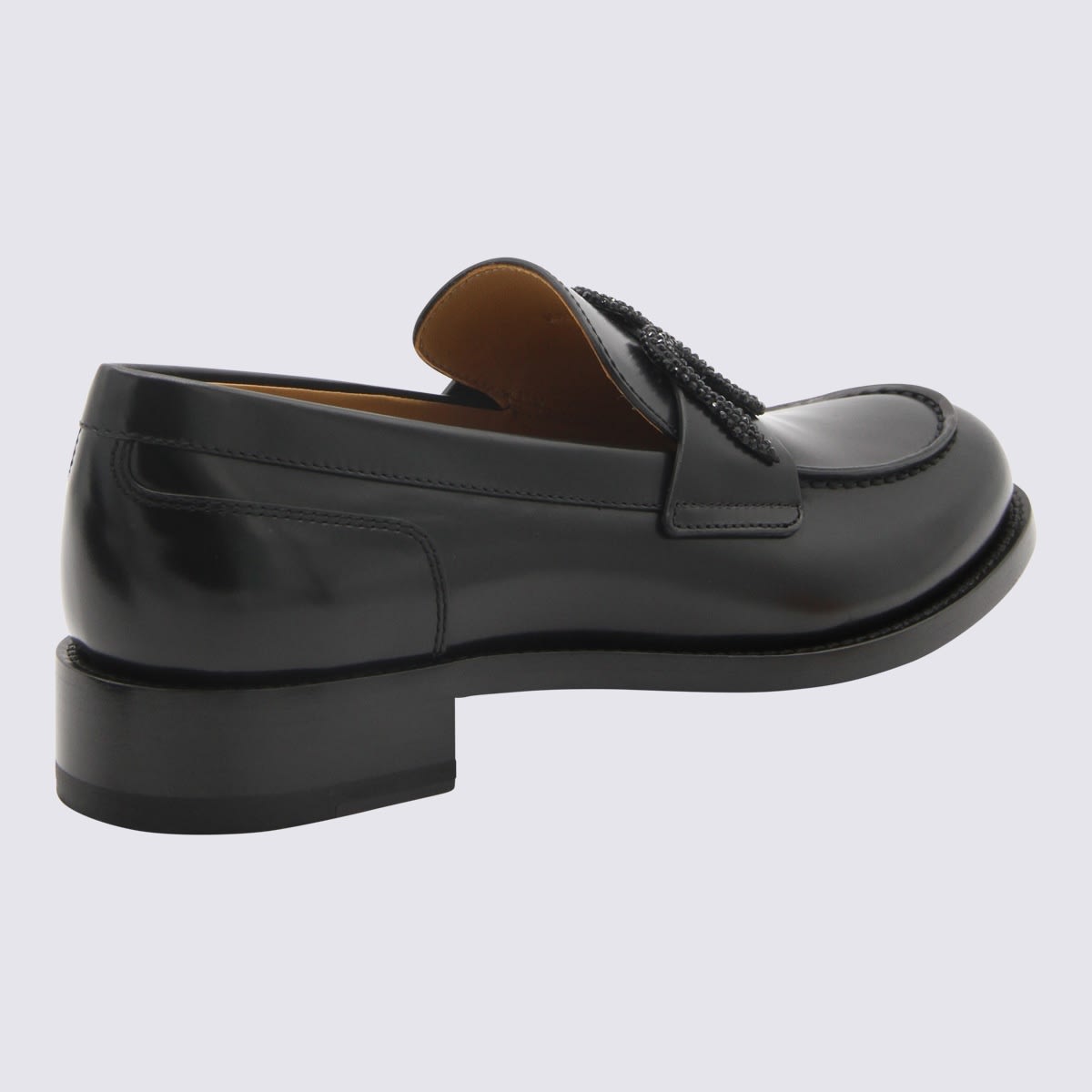 Shop René Caovilla Black Leather Loafers