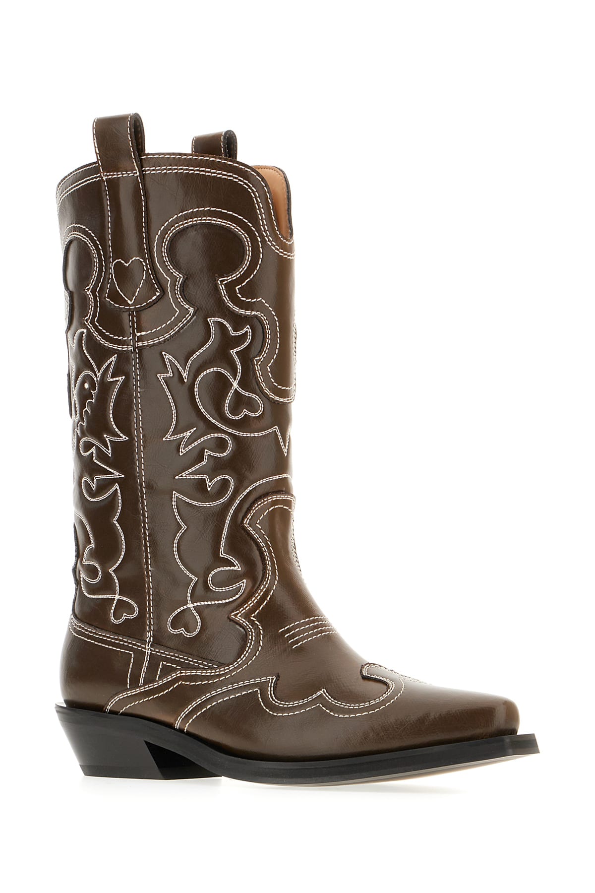 Ganni Brown Synthetic Leather Shaft Boots