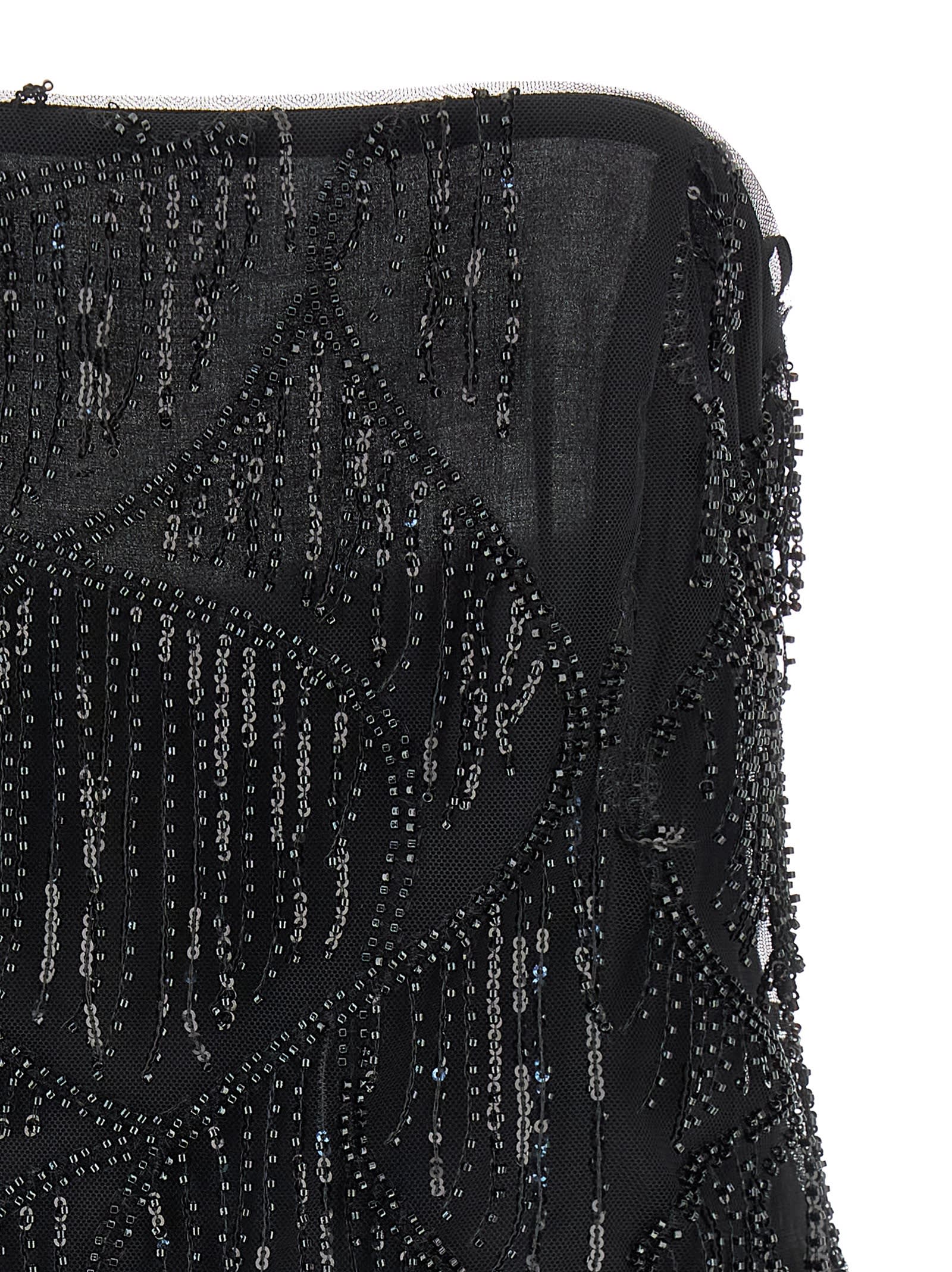 Rotate Birger Christensen Albertina Sequined Strapless Top In Black