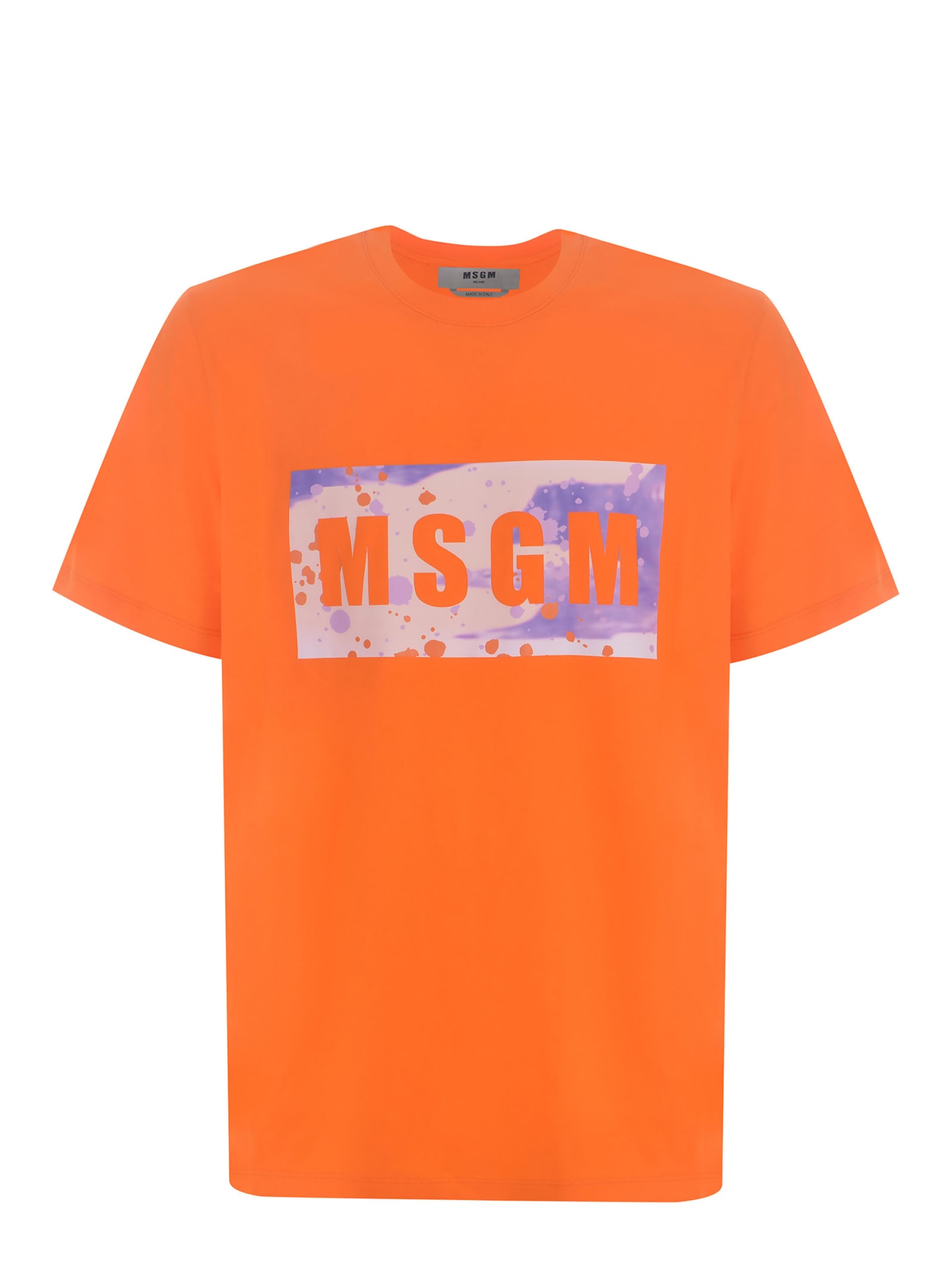 Msgm Logo Crew Neck T-shirt In Orange