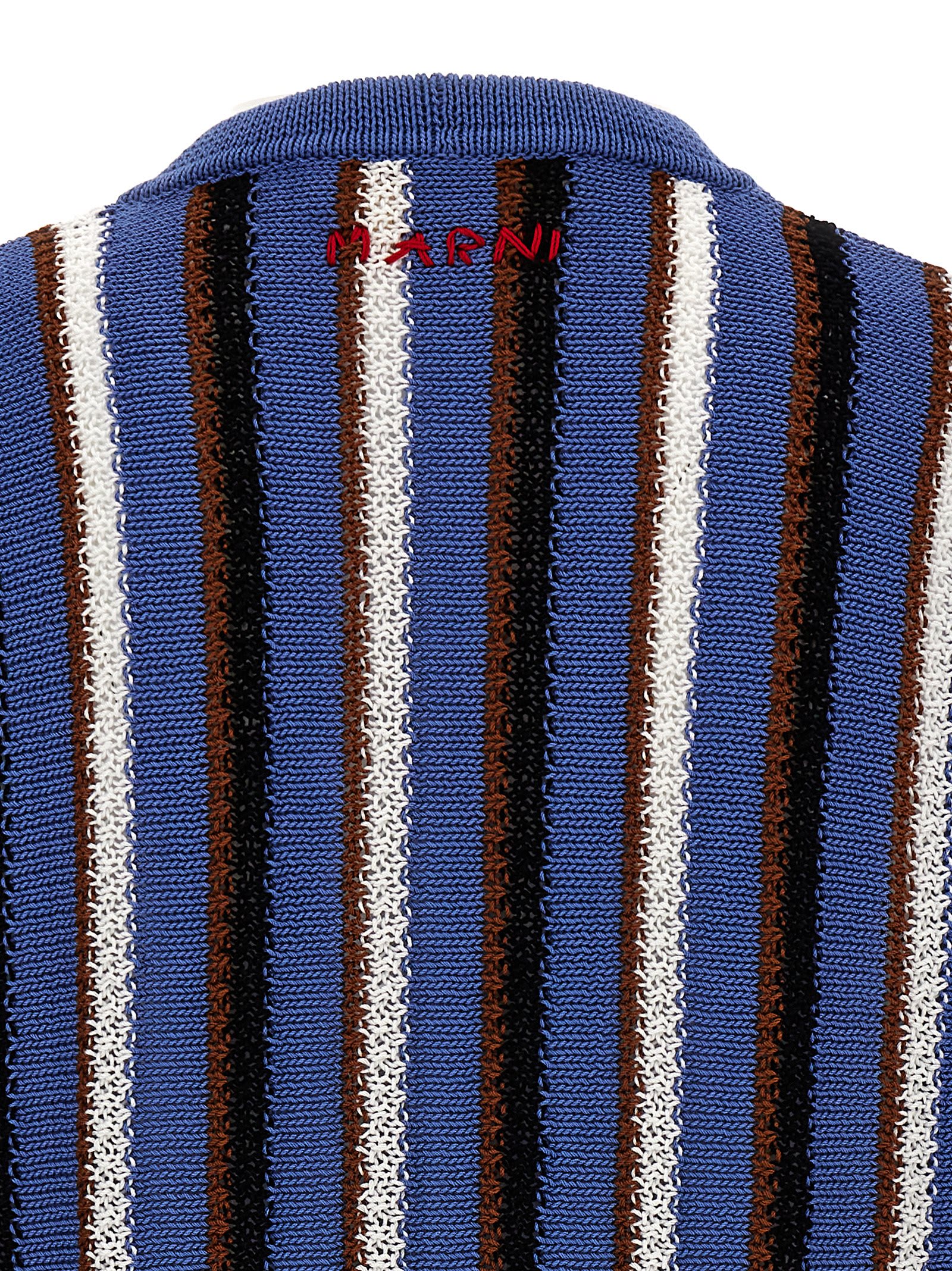 Shop Marni Striped Cardigan In Multicolor