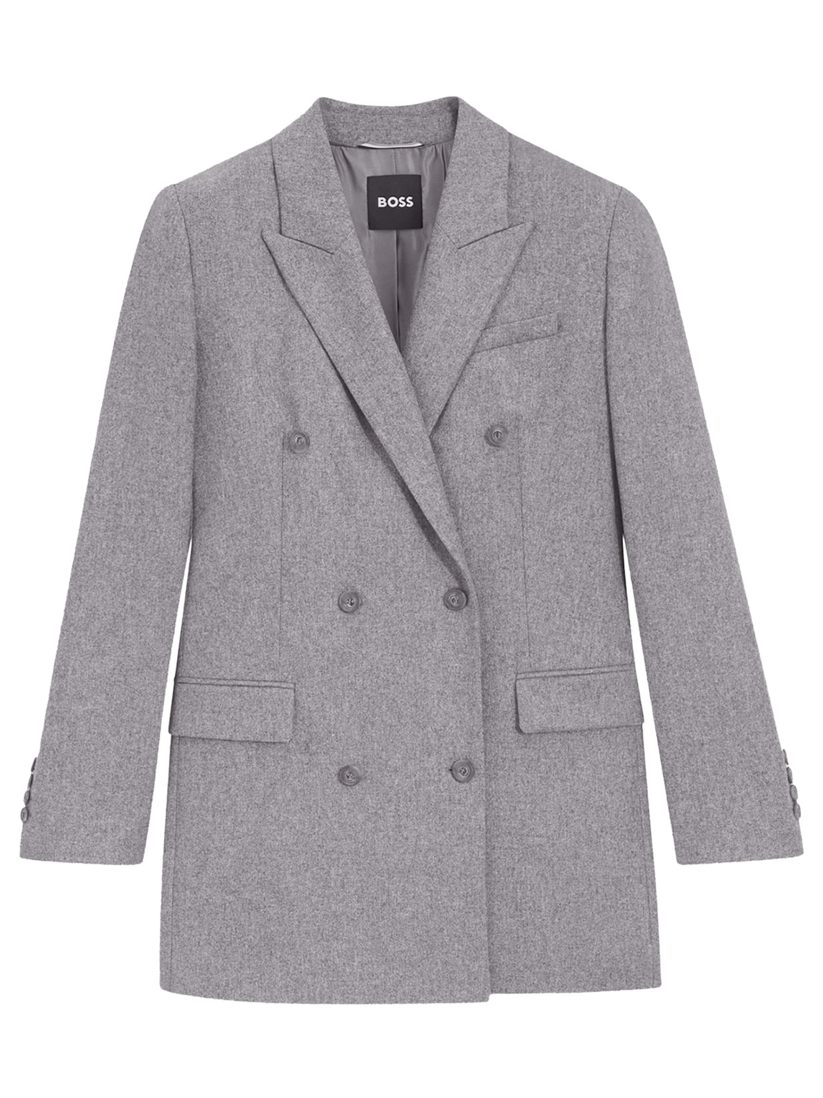 Hugo Boss Boss Double-breasted Blazer In Gray