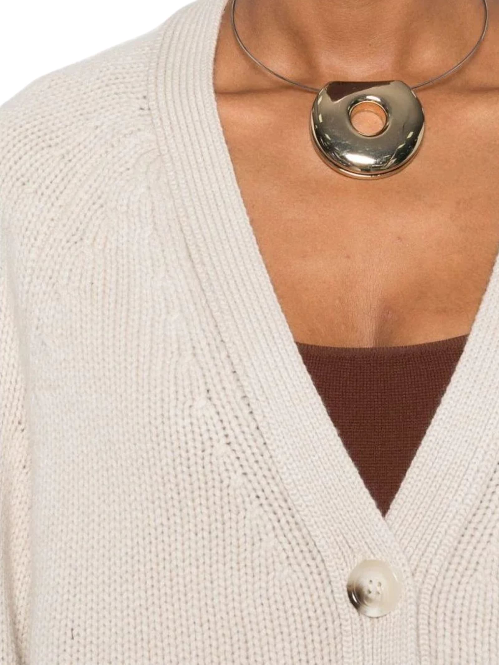 Goat Cashmere V-necked Cardigan In Multi