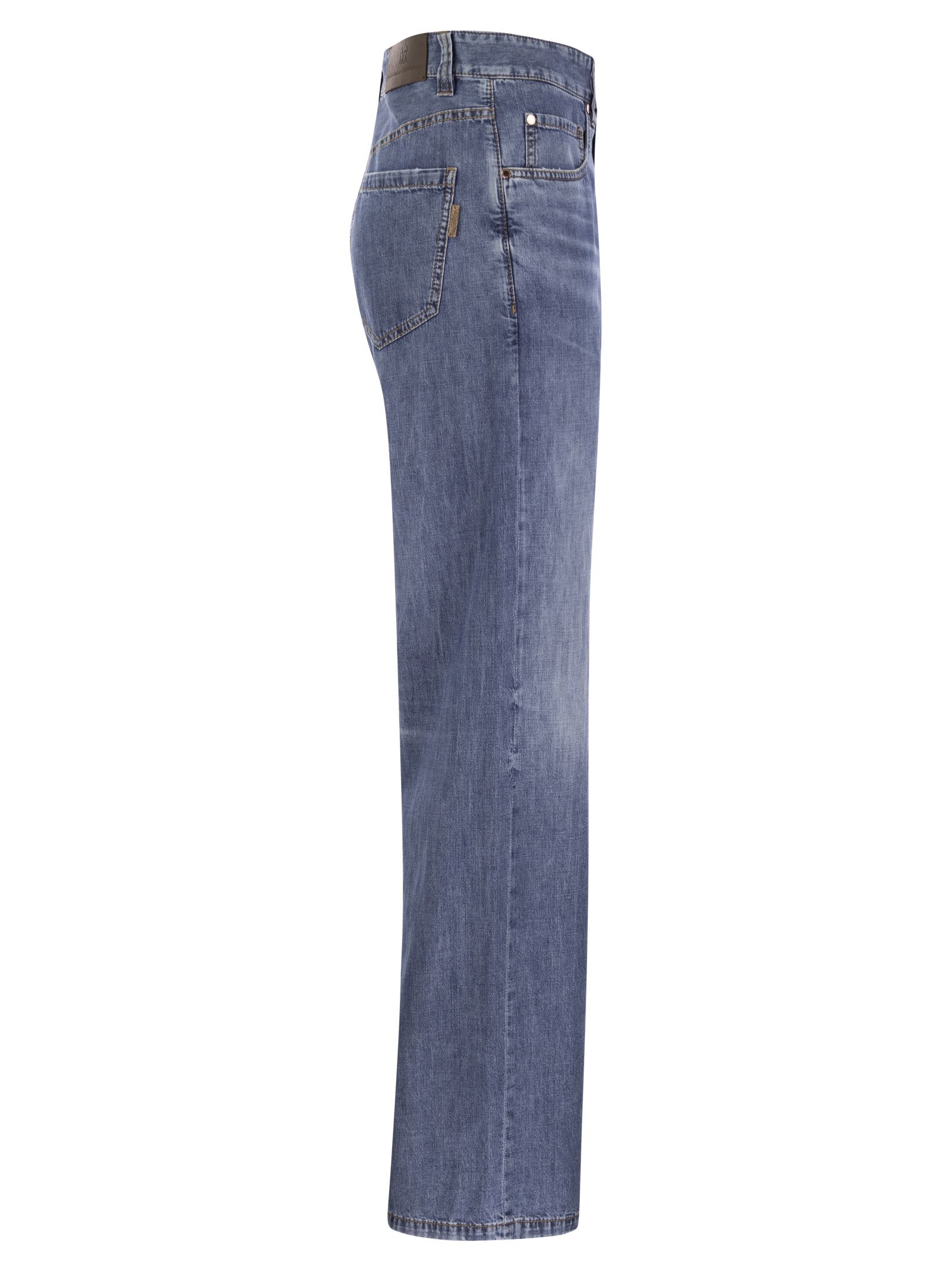 Shop Brunello Cucinelli Loose Five-pocket Trousers In Light Denim In Blue