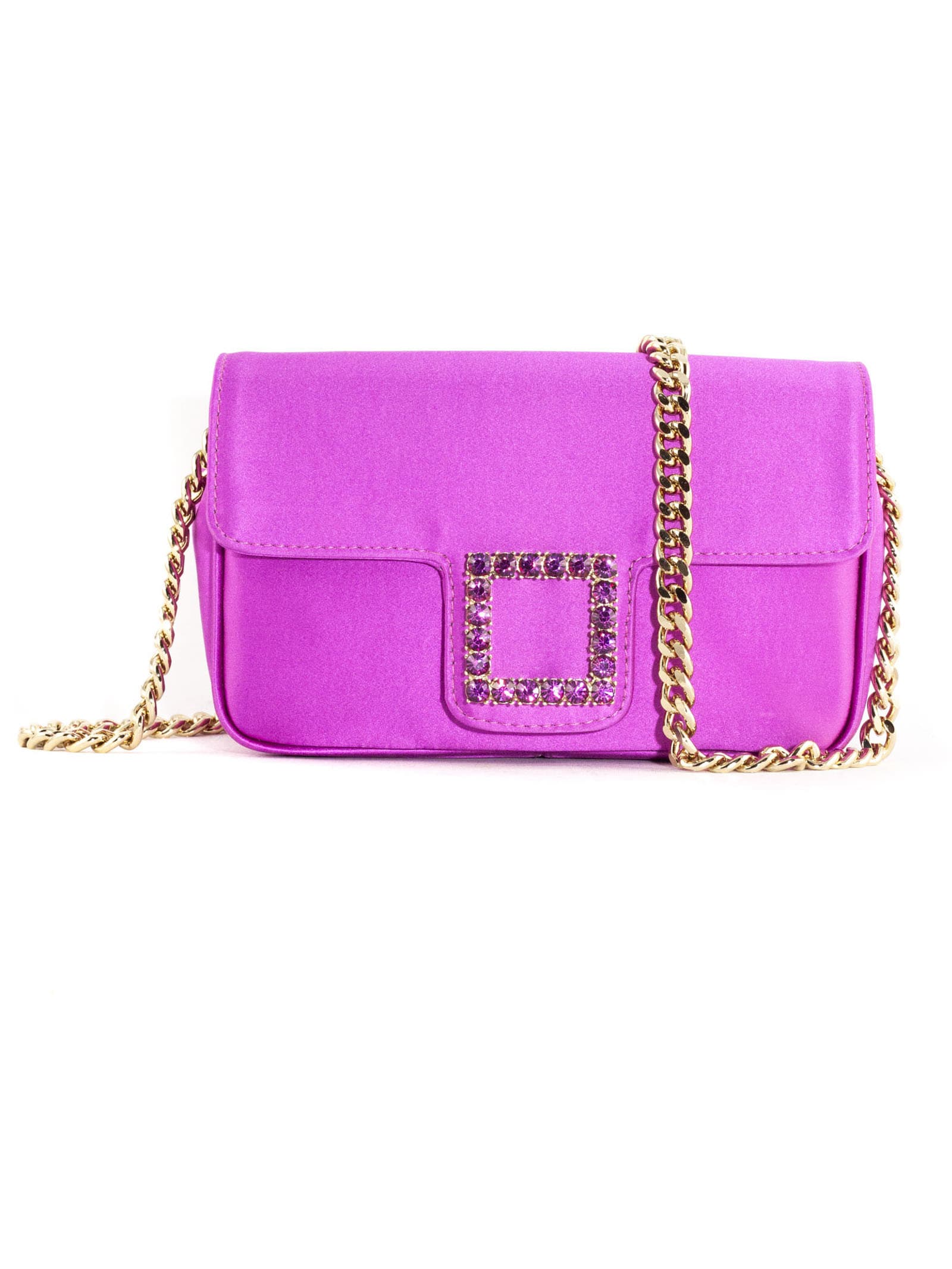 Fuchsia Satin Lunette Shoulder Bag