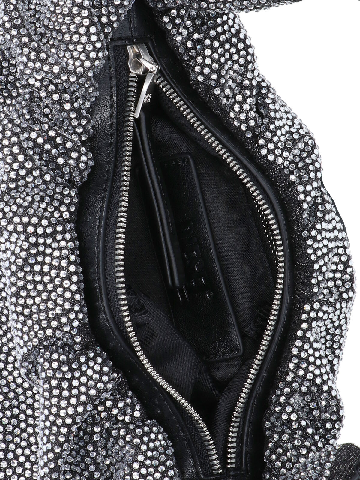 Diesel Small Grab-d Embellished Scrunched Shoulder Bag In Silver