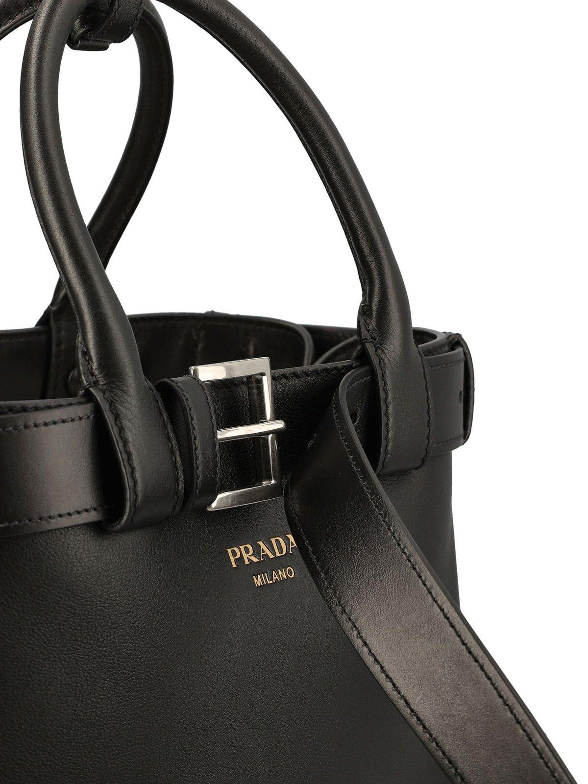 Shop Prada Open-top Medium Handbag In Black