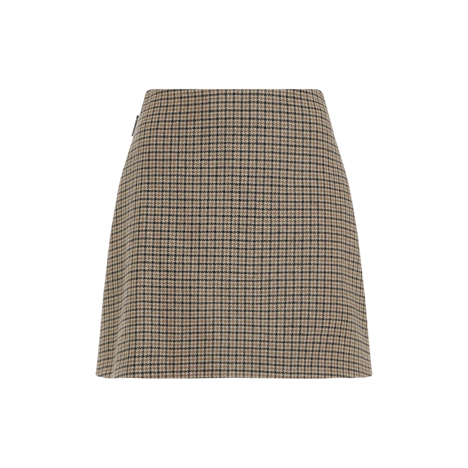 Moncler Beige & Green Wool Mini Skirt In Miscellaneous