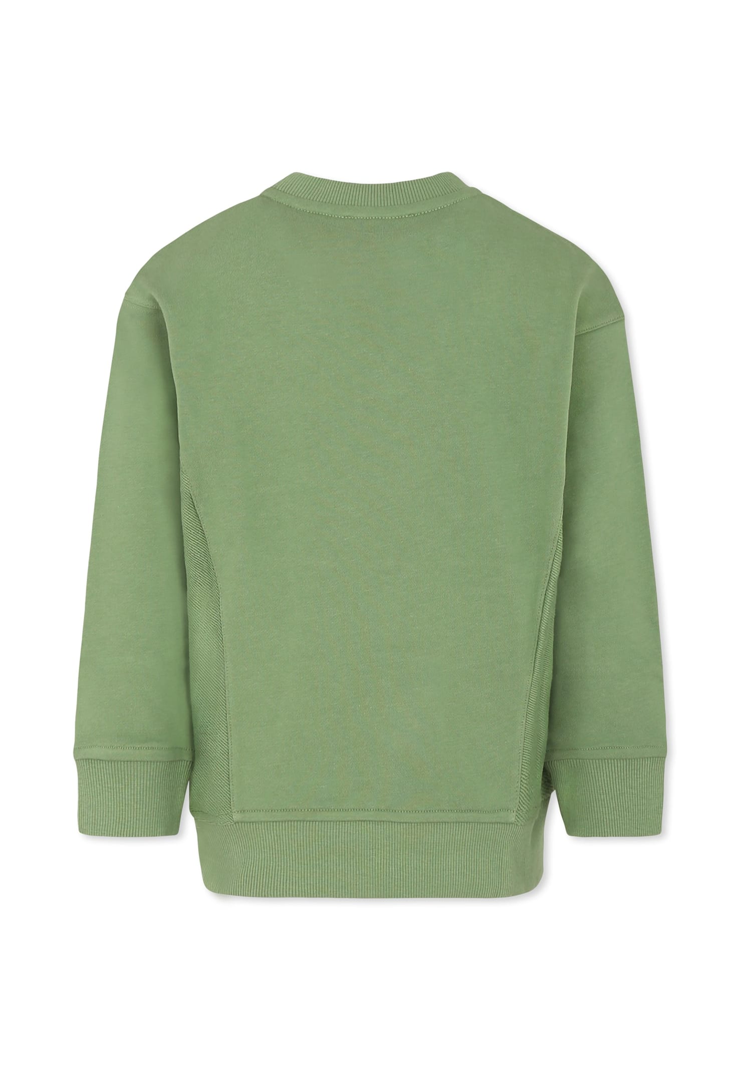 Emporio Armani Asv Organic Jersey Sweatshirt With Manga Bear Crew Print In Green