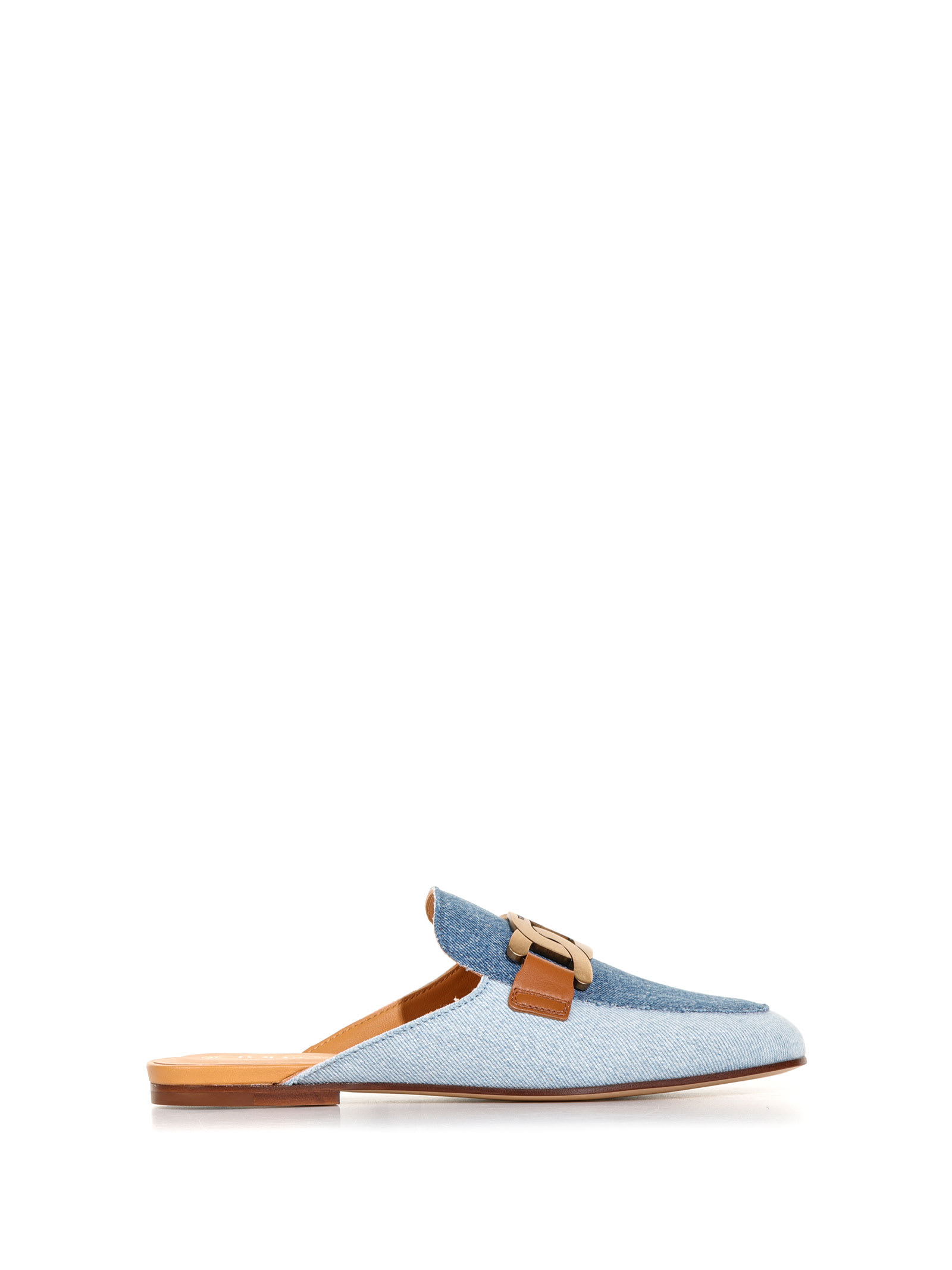 Shop Tod's Jeans-style Leather Mules In Jeans Kenia