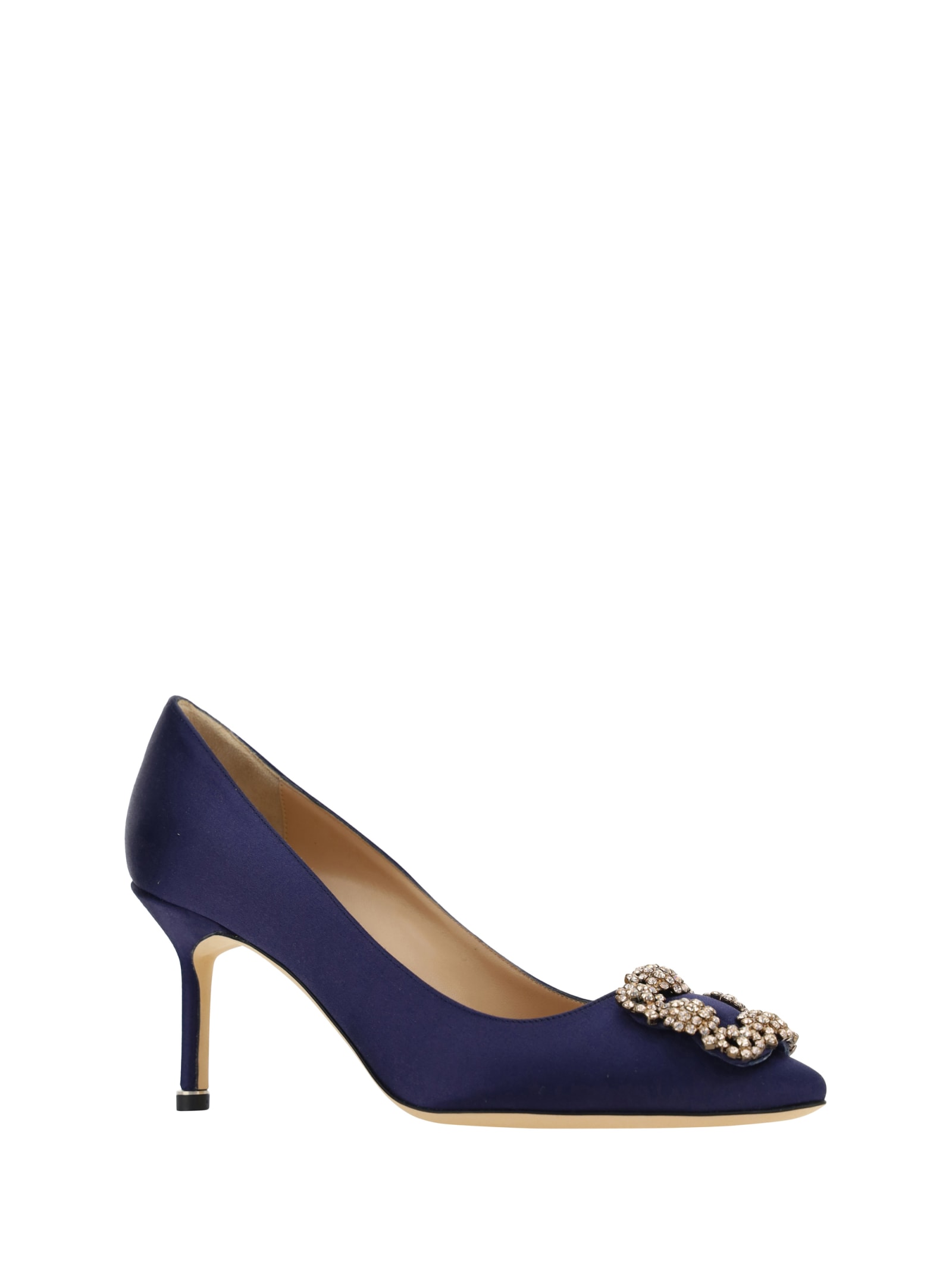 Shop Manolo Blahnik Hangisi Pumps In Navy