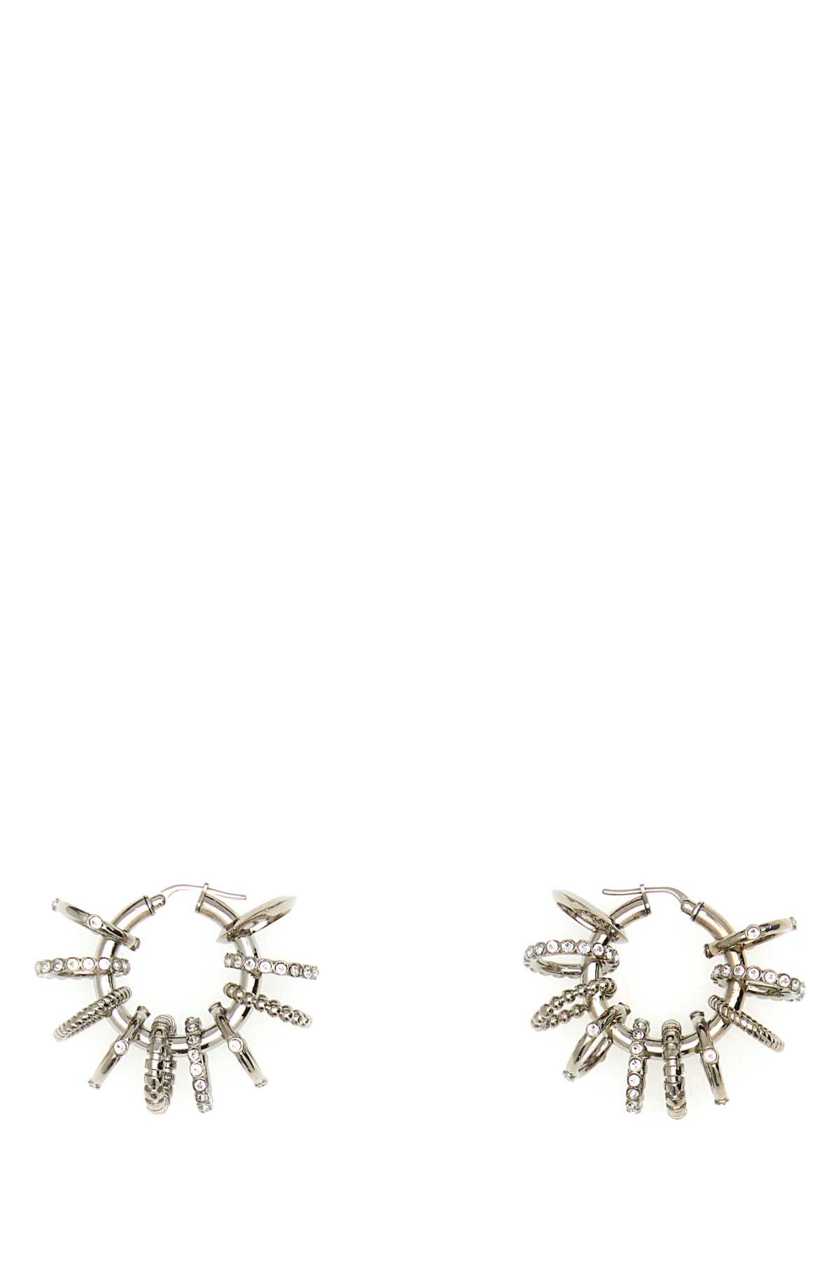 Amina Muaddi Silver Metal Multi Ring Earrings