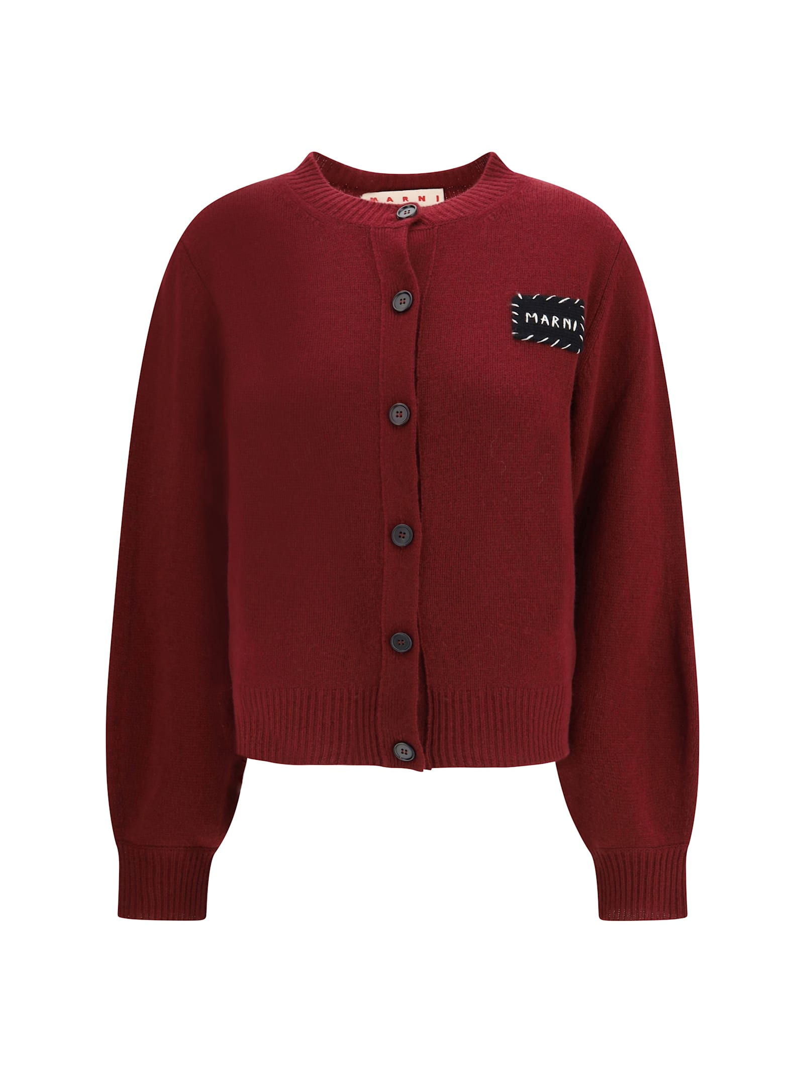 Marni Cashmere Cardigan With Patch In Red