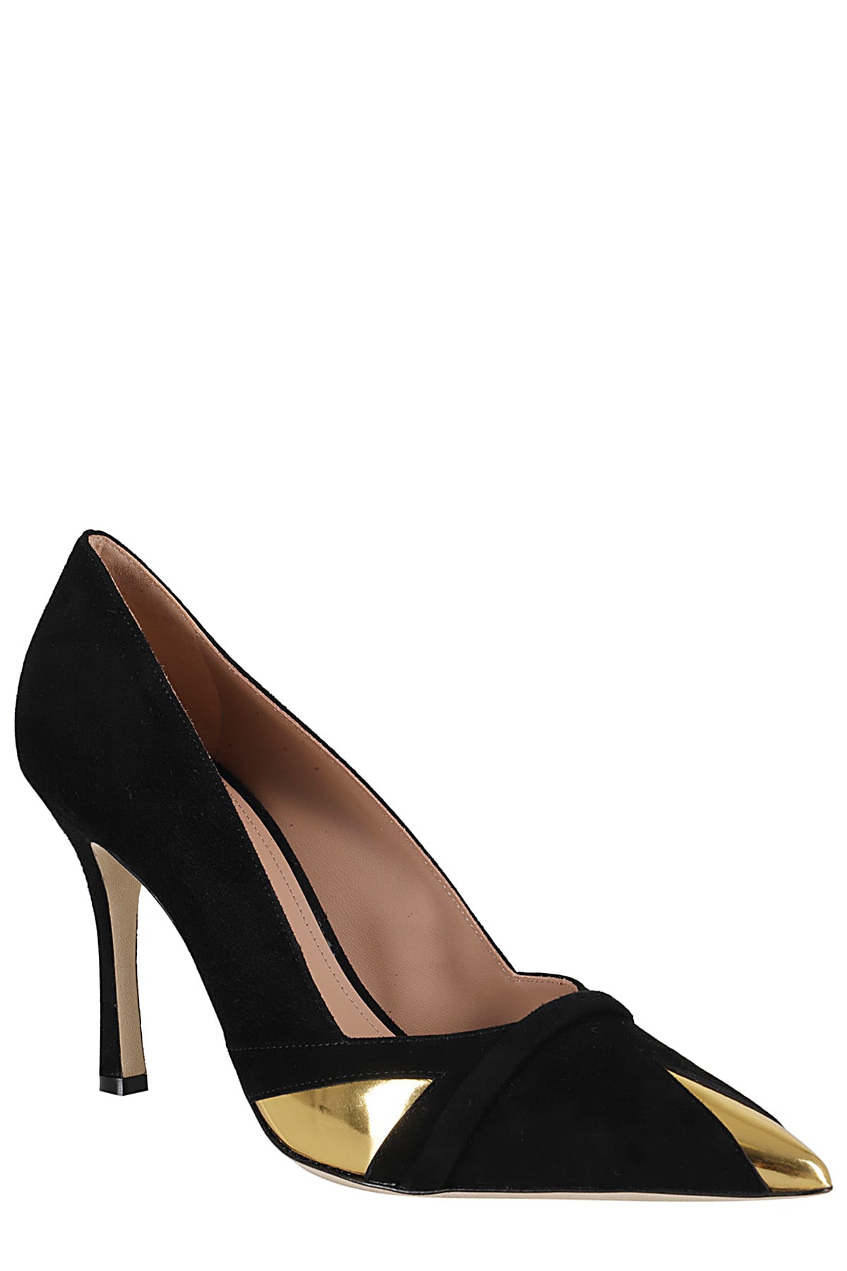 Malone Souliers Gae Suede Metallic Stiletto Pumps In Black Gold
