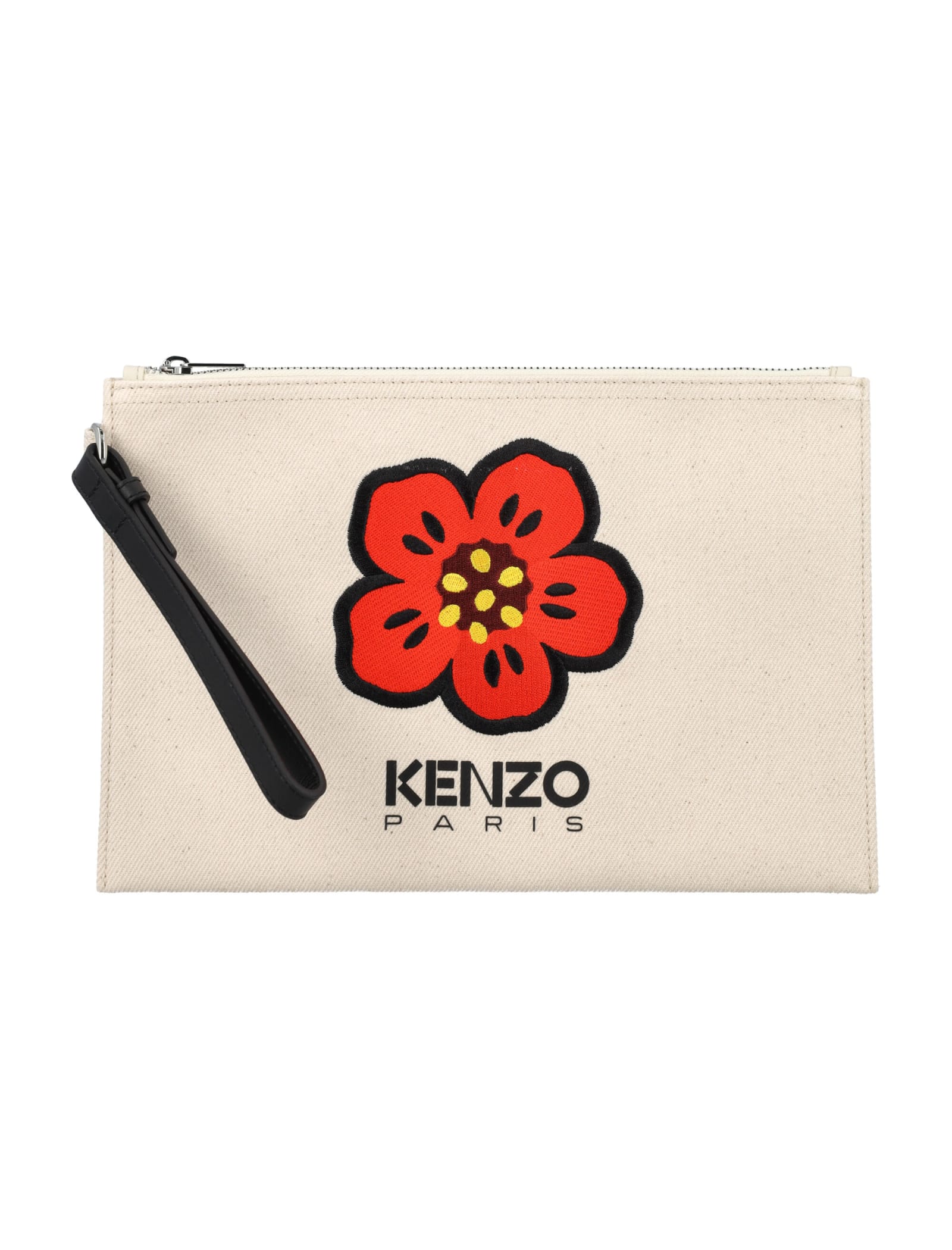 Kenzo Boke Flower Clutch In Ecru