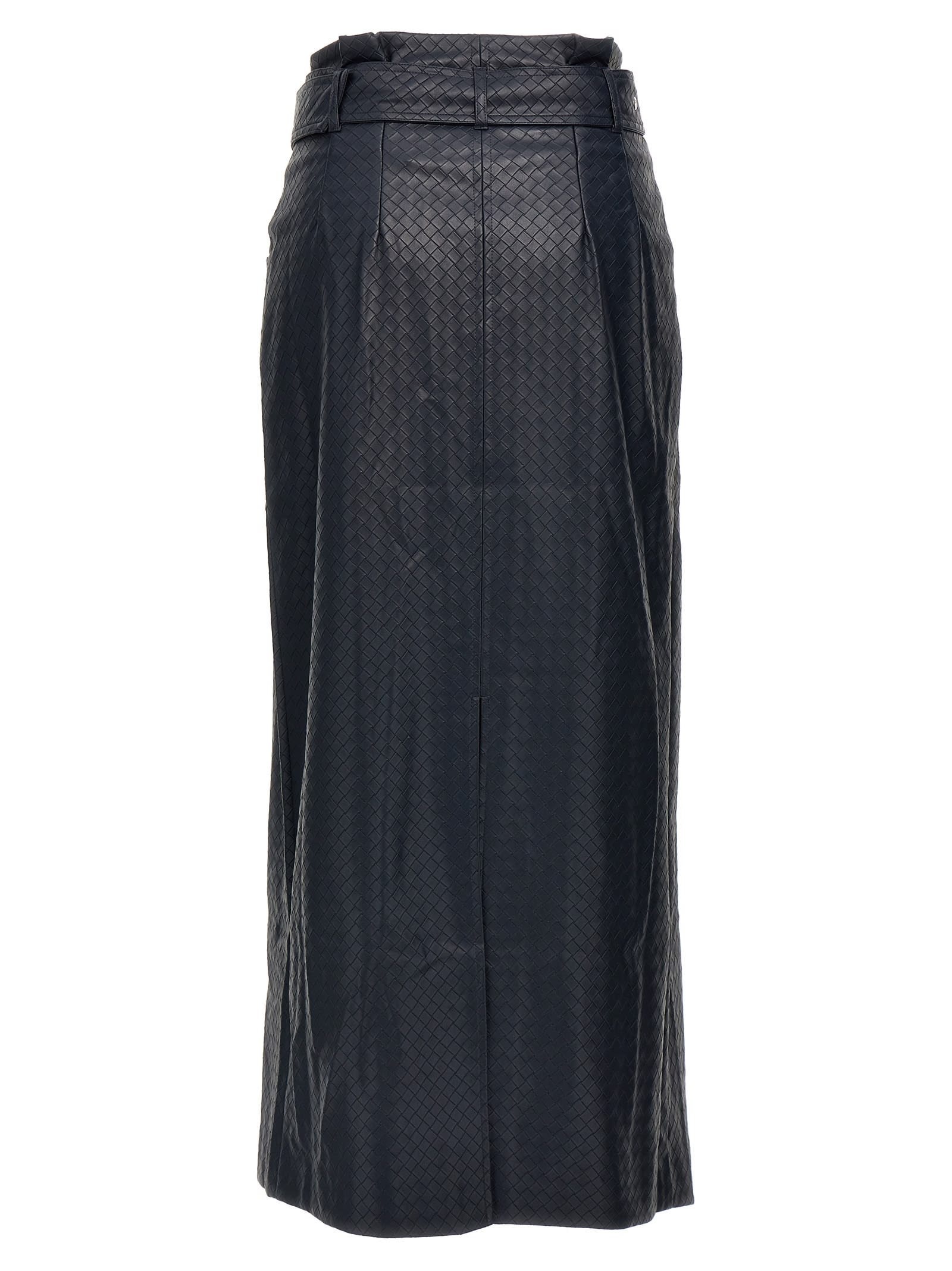 Shop Rotate Birger Christensen Midi Paper Waist Skirt In Blue