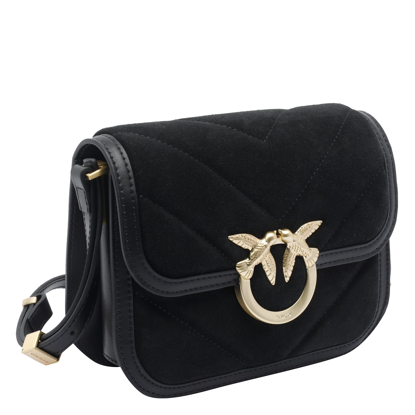 Pinko Suede Mini Love Bag Box Shoulder Bag In Black