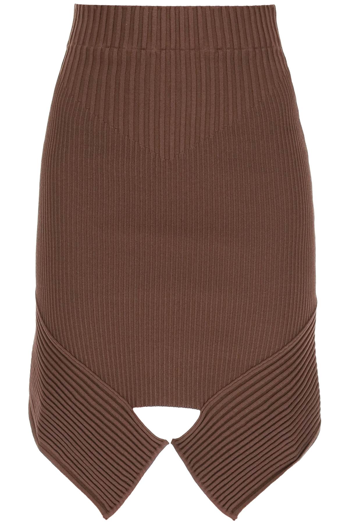 Andrea Adamo Asymmetric Rib Knit Mini Skirt