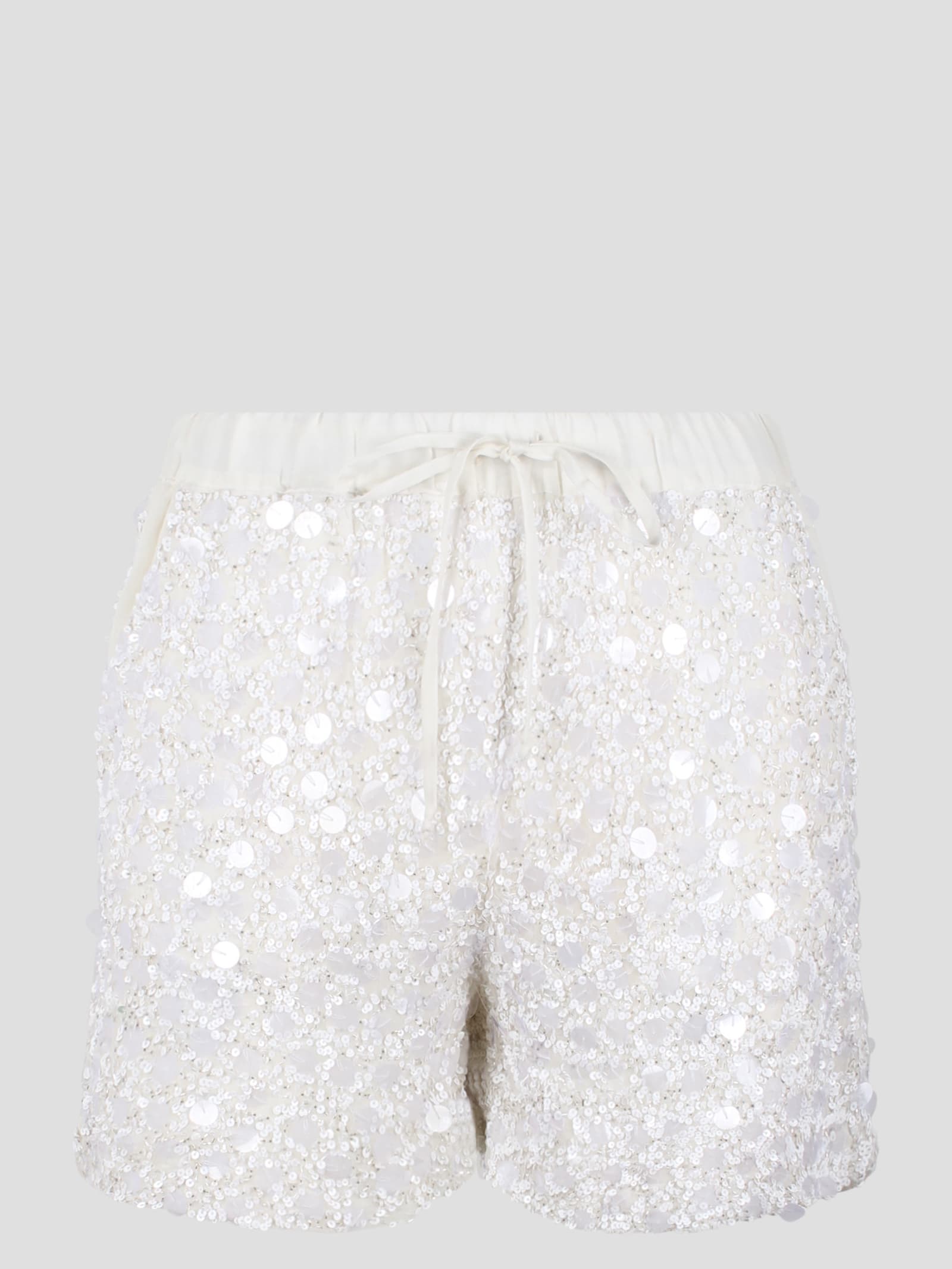 P.a.r.o.s.h Full Sequins Shorts In Bianco