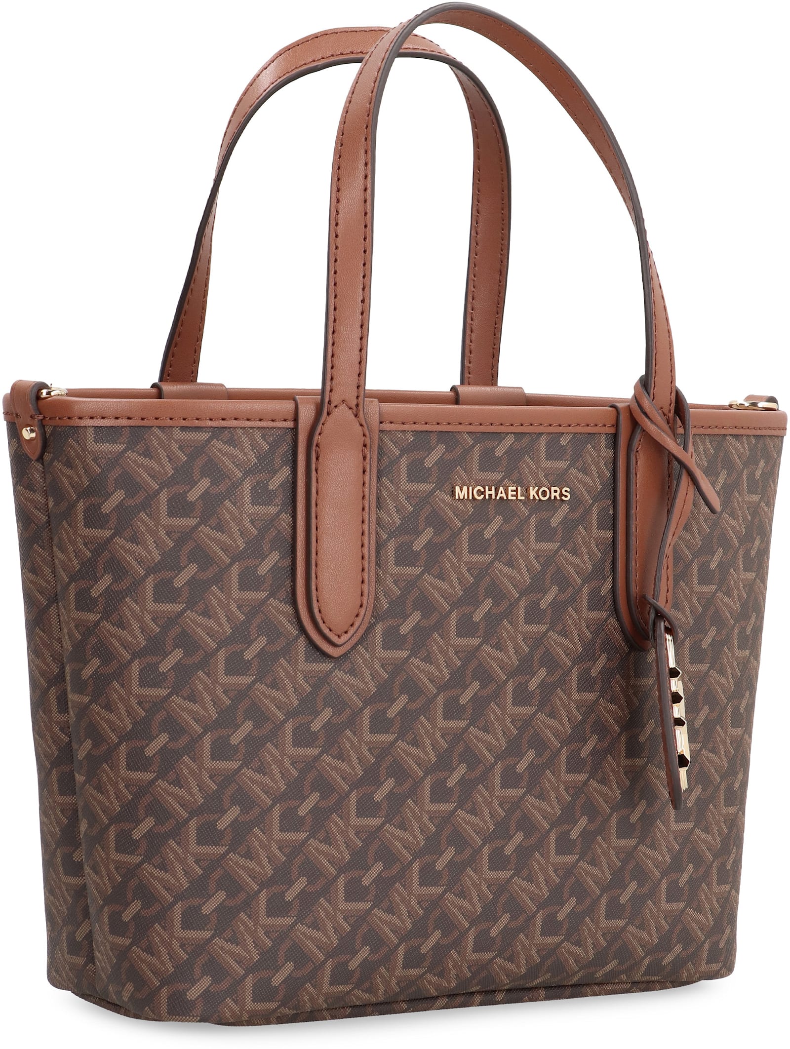 Shop Michael Michael Kors Eliza Printed Canvas Handbag In Brown